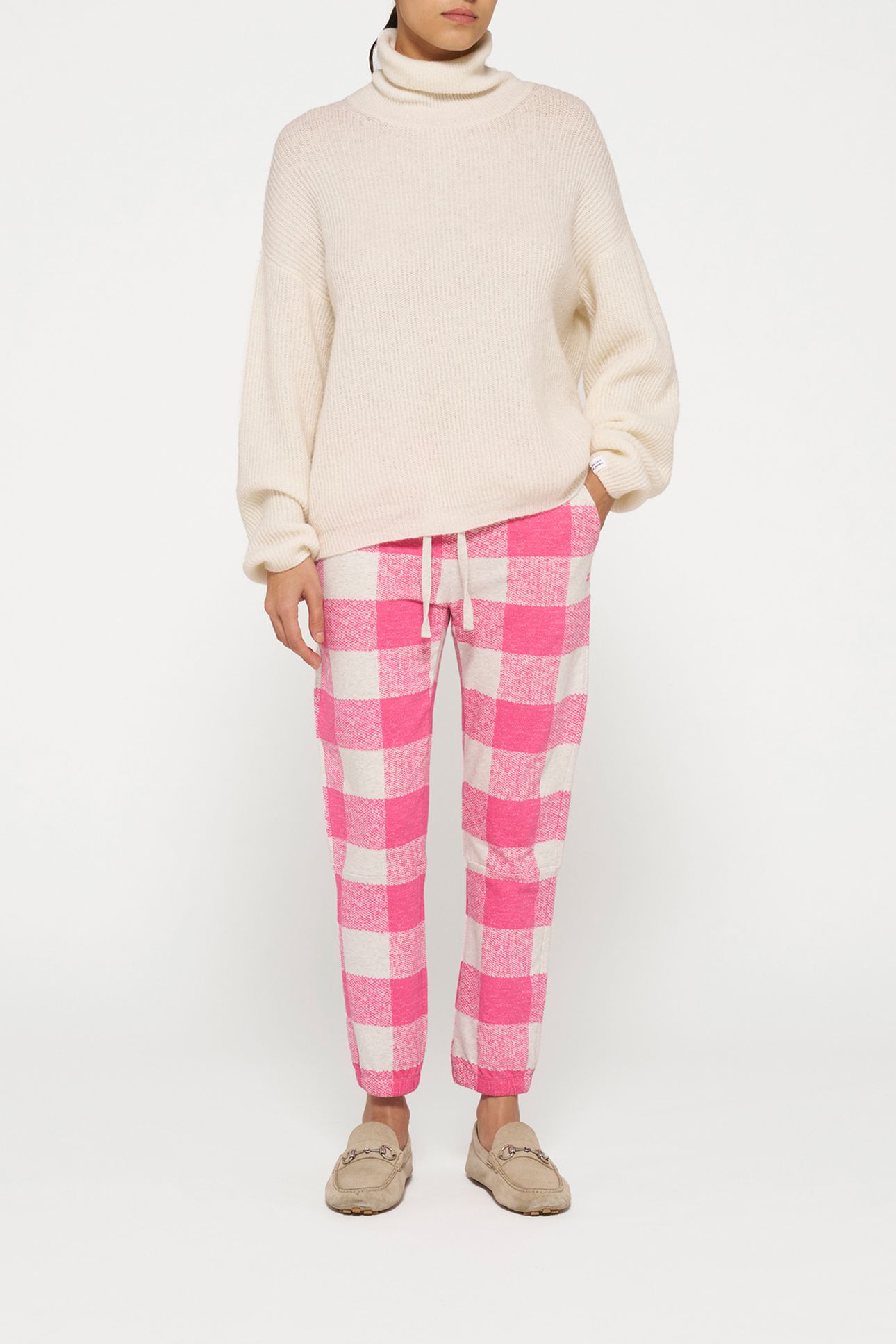 CROPPED JOGGER CHECK BRIGHT PINK 2