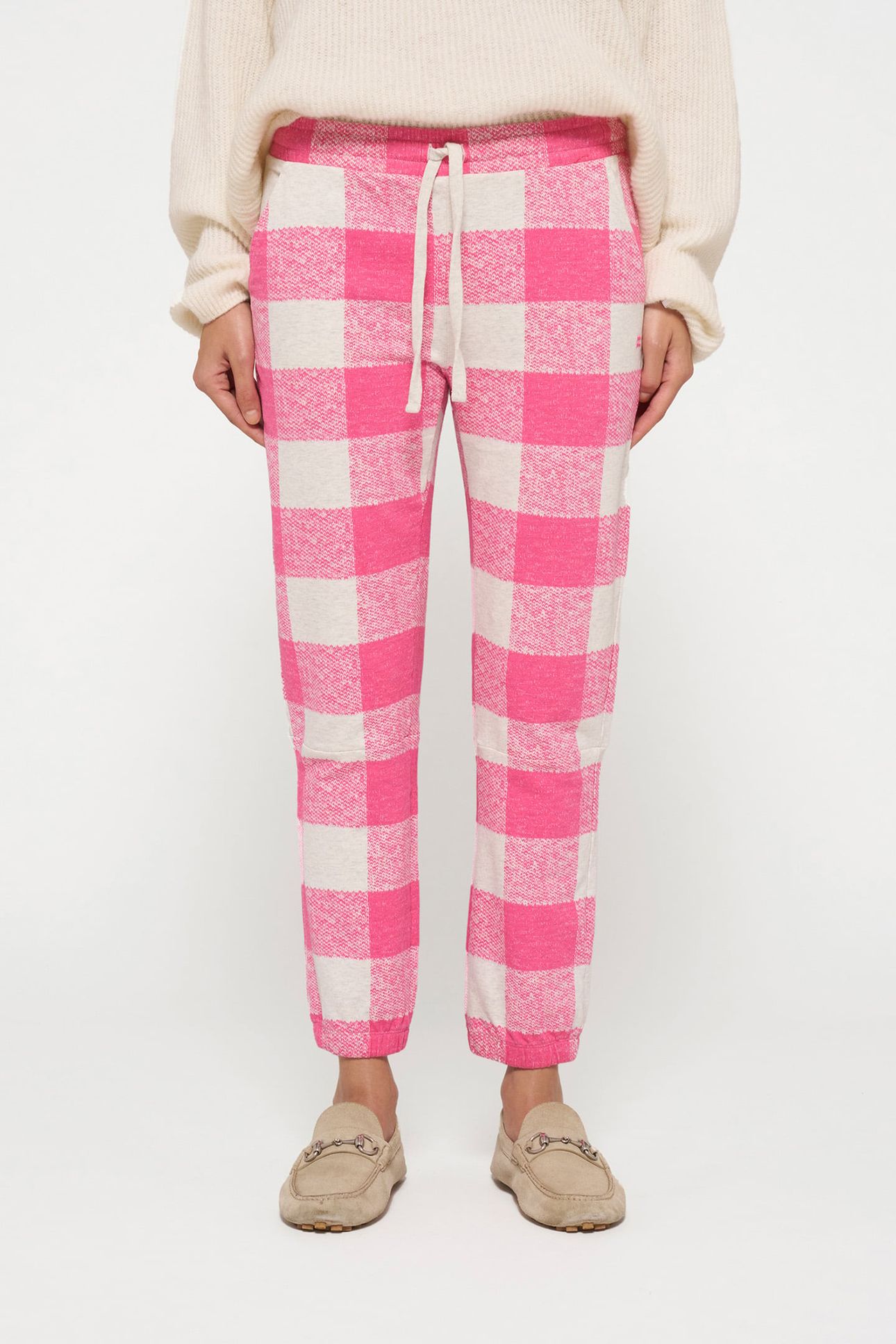 CROPPED JOGGER CHECK BRIGHT PINK 1