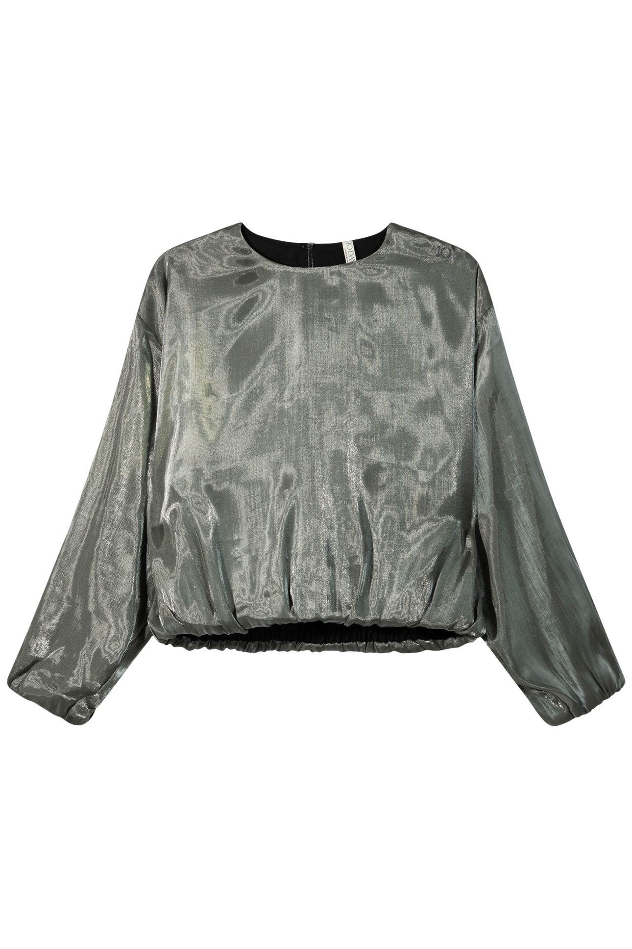 SHINY BALLOON BLOUSE SILVER 3