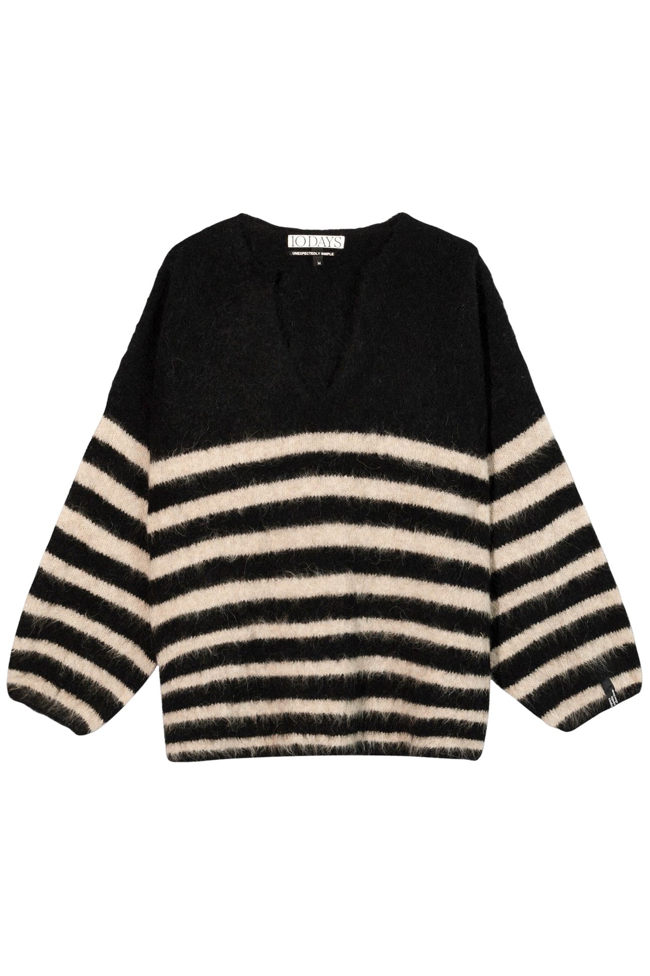 SOFT HAIRY SWEATER STRIPES BLACK/LIGHT LATTE 4