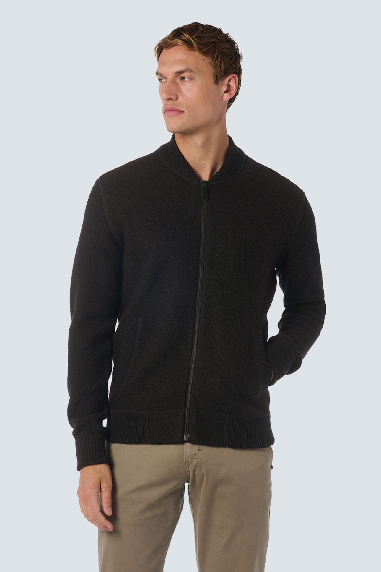 CARDIGAN BOMBER WITH WOOL BLACK 1