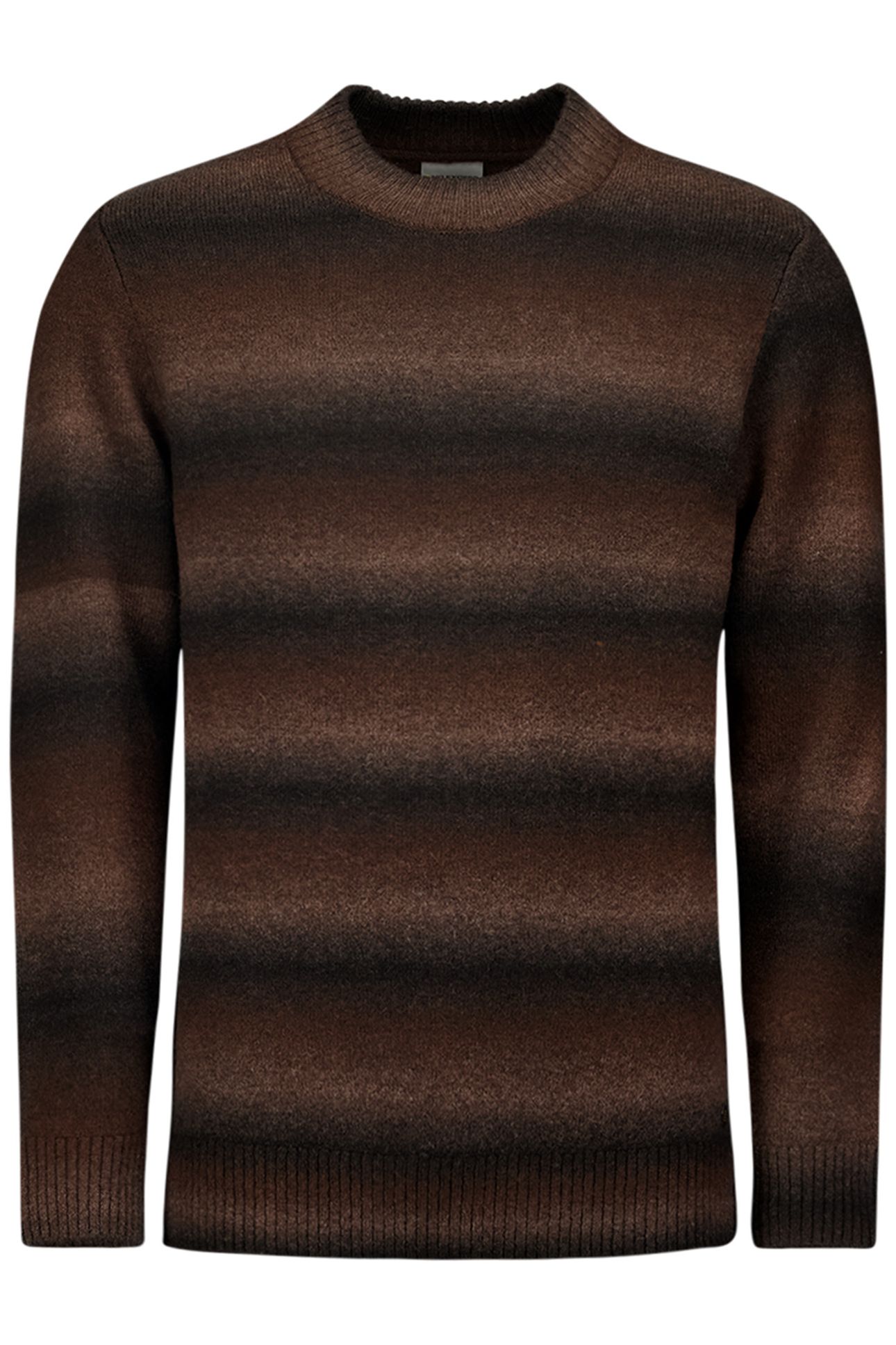 PULLOVER CREWNECK DEGRADE STRIPES WITH WOOL BROWN 1