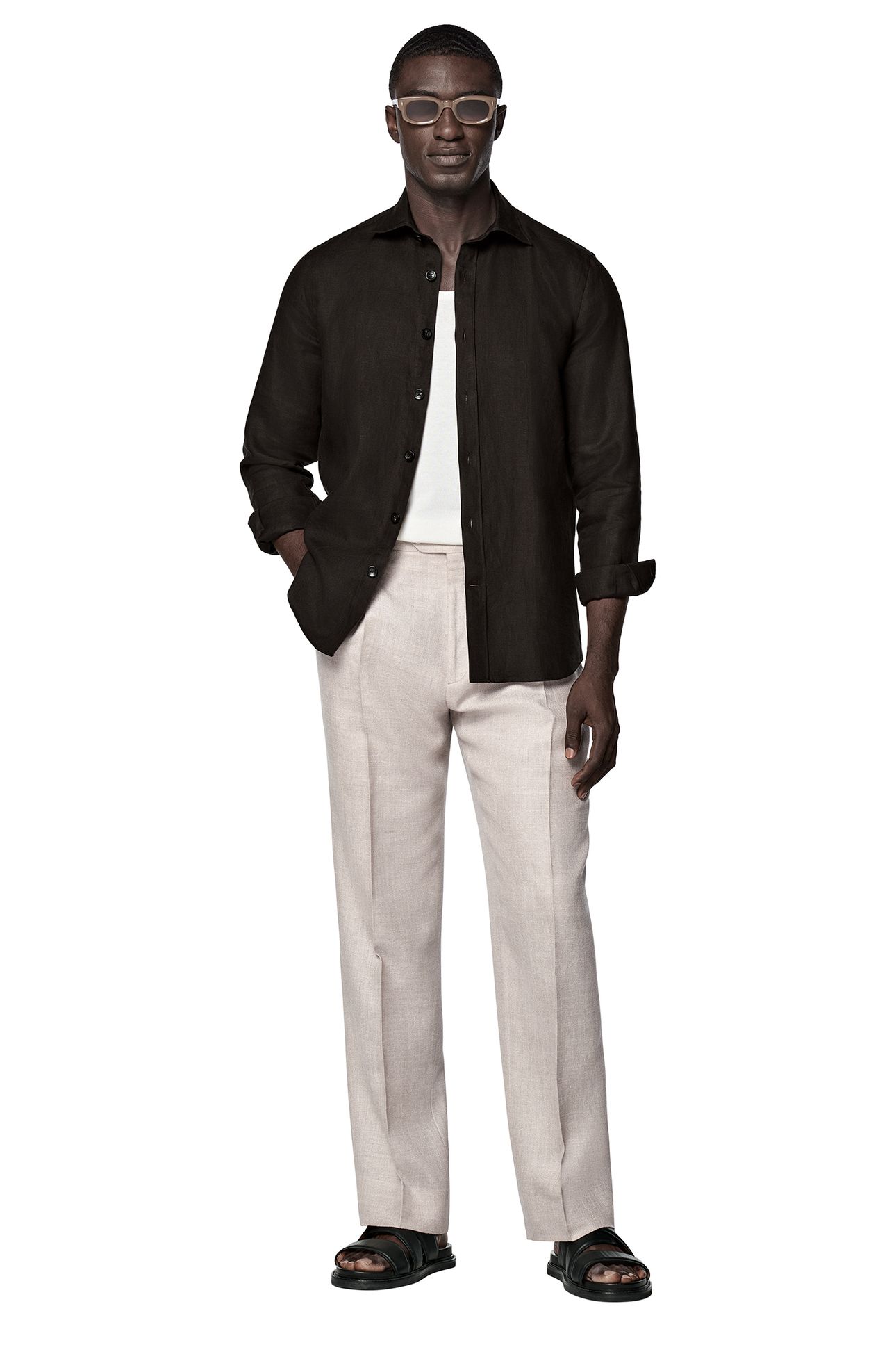 PURE LINEN D. BROWN OVERSHIRT 2