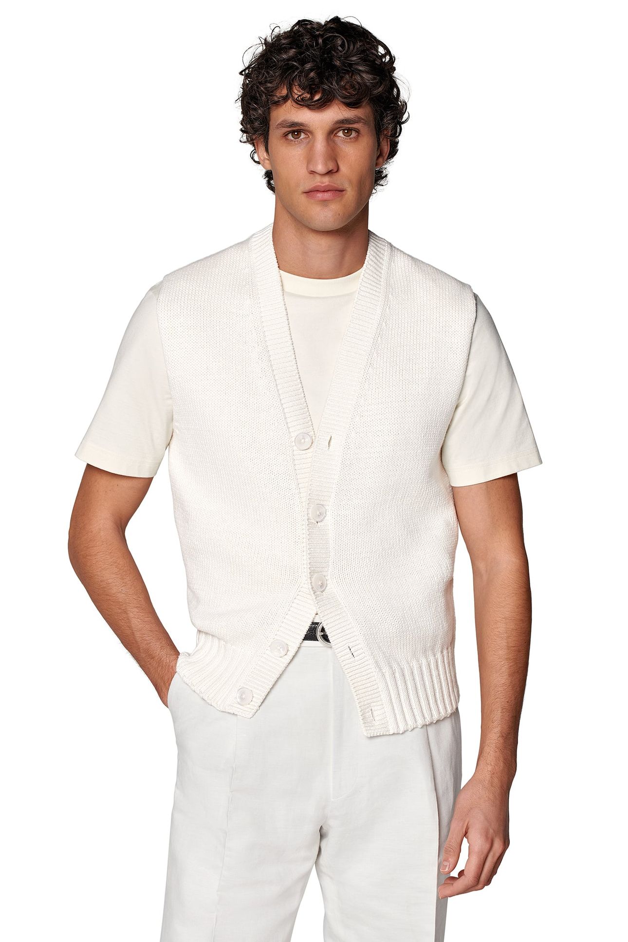 SLEEVELESS CARDIGAN OFF WHITE OFF-WHITE 1