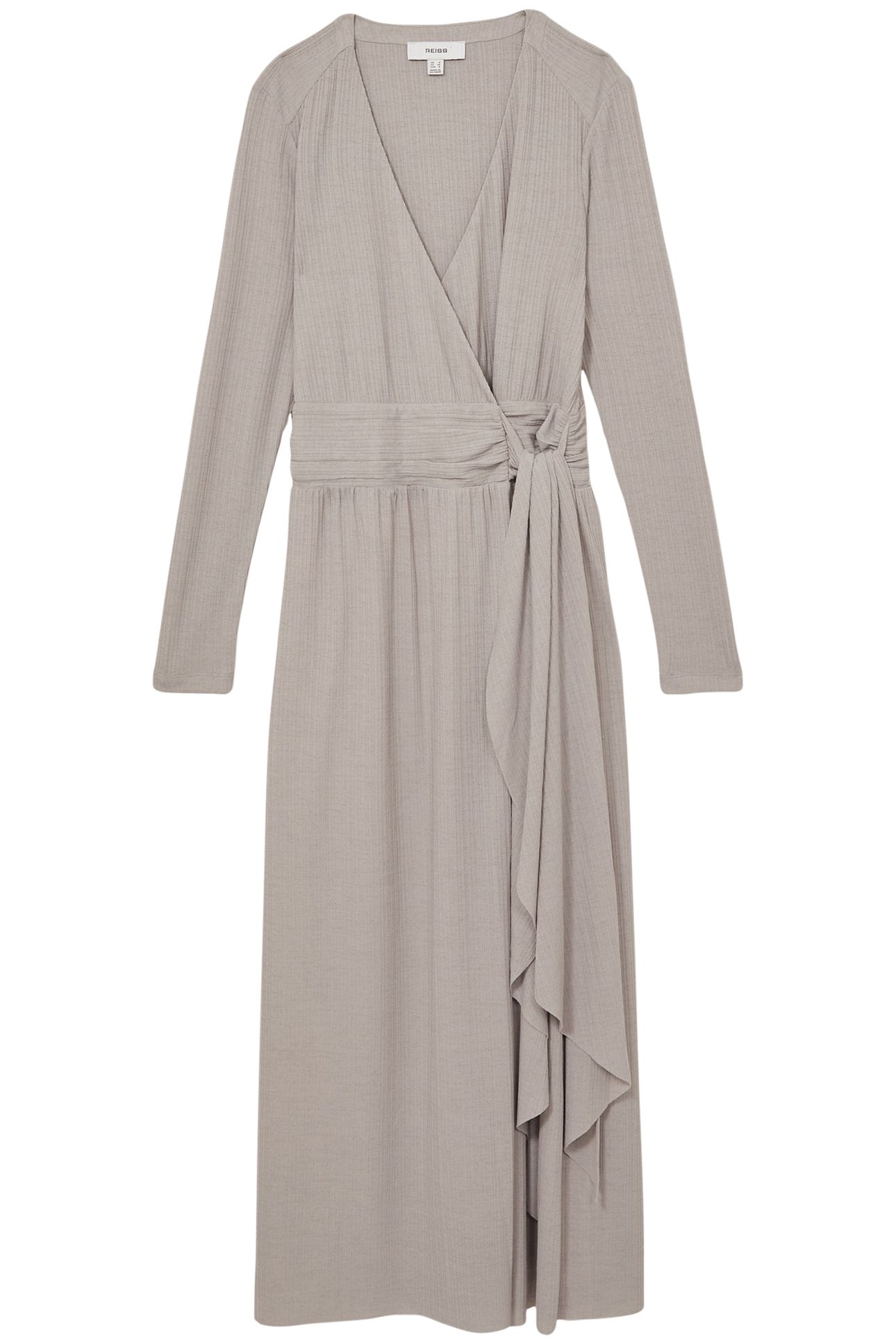 WRAP TIE MIDI JERSEY DRESS GREY 3