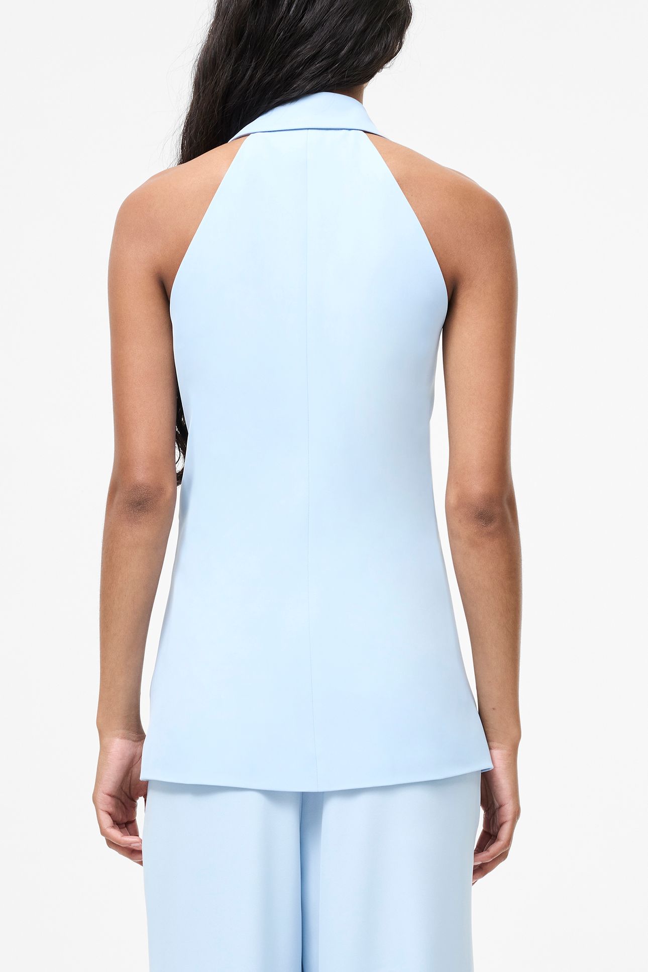 SLEEK TAILORED HALTERNECK SUIT WAISTCOAT CASHMERE BLUE 2