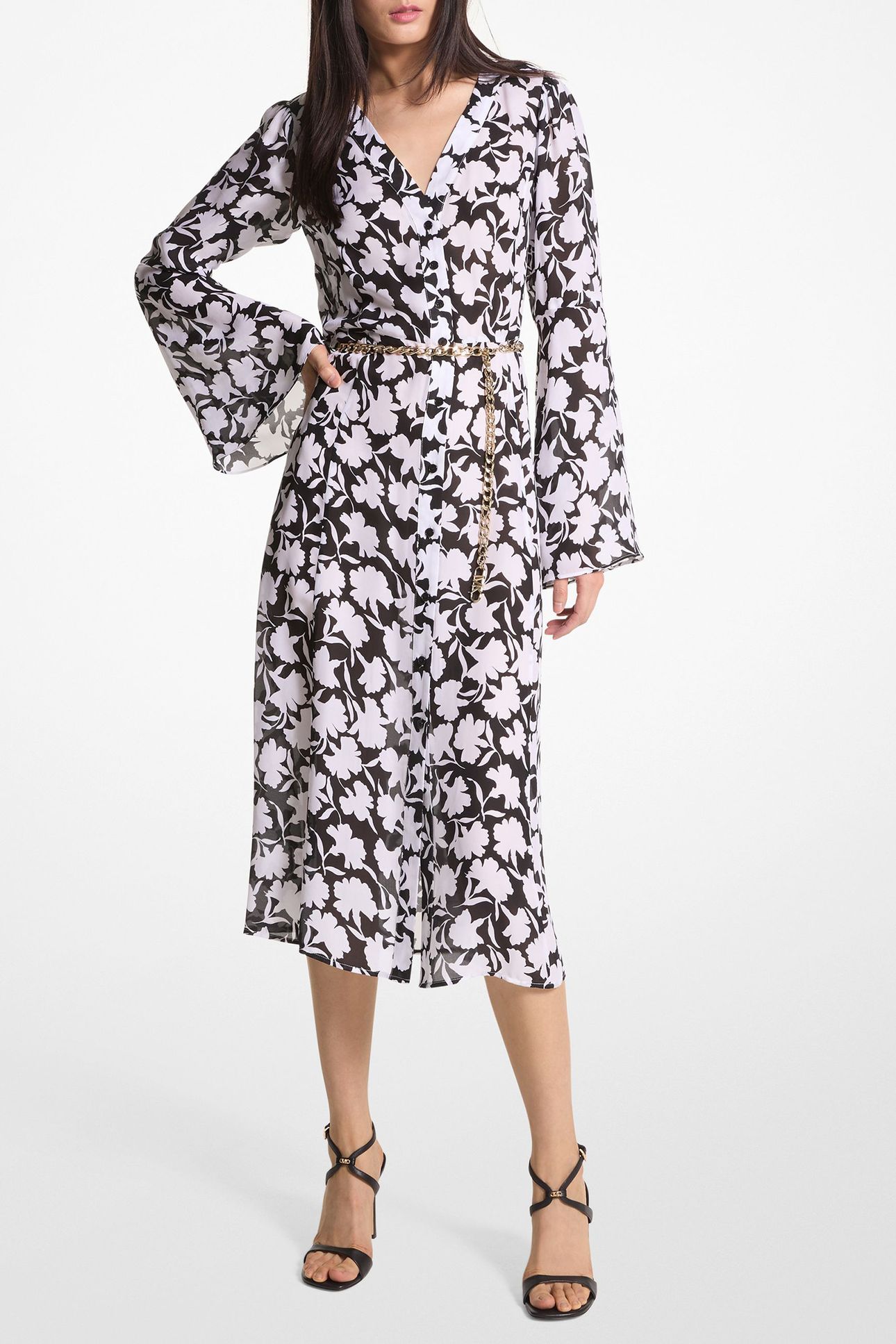 POP SHDW FLR MIDI DRESS BLACK/WHITE 1