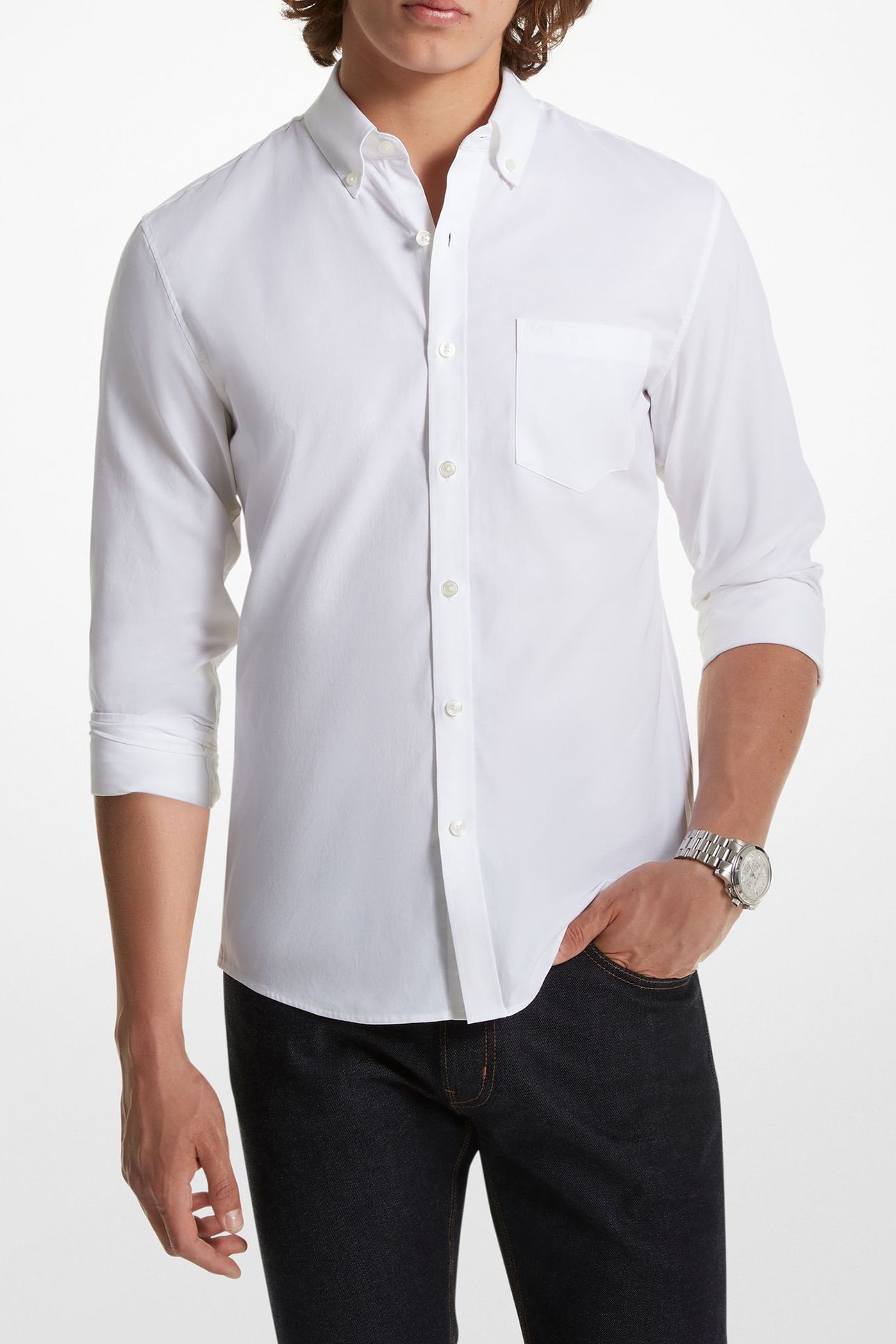 LS SLM BD OXFORD SHIRT WHITE 1