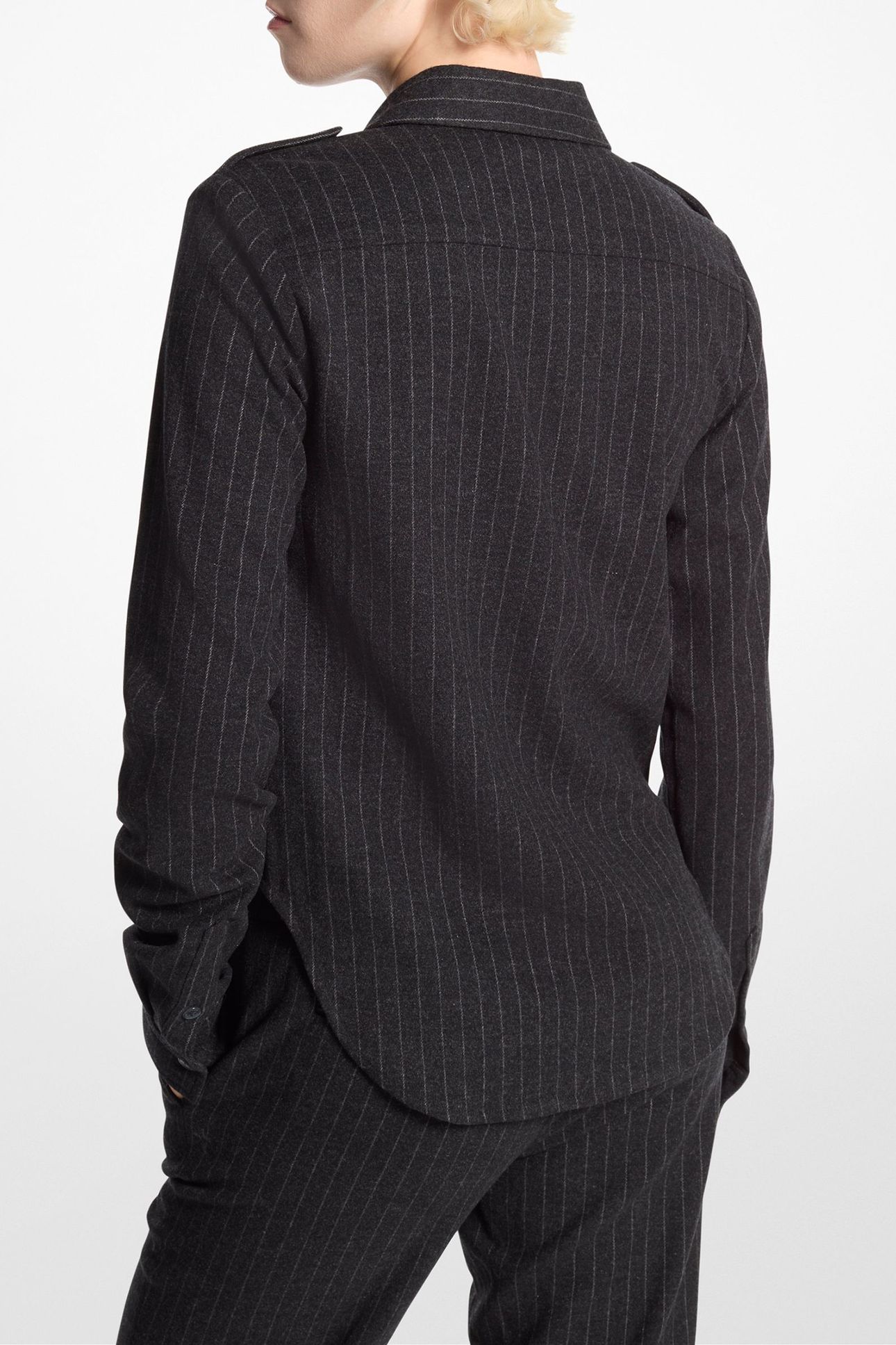 WOOL FITTED ARMY SHIRT CHARCOALHTHR 2