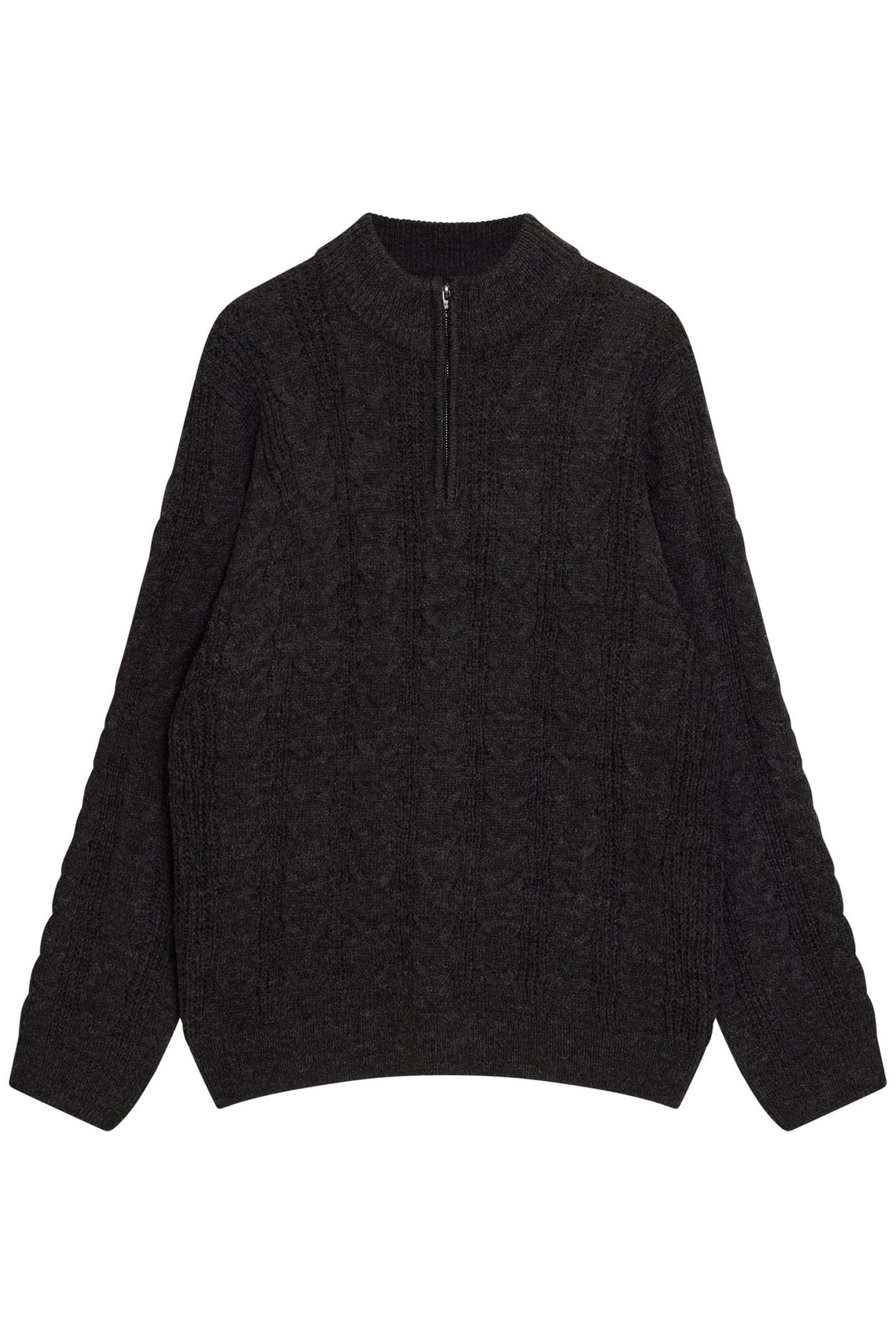 HALF ZIP CABLE CHARCOAL MEL 1