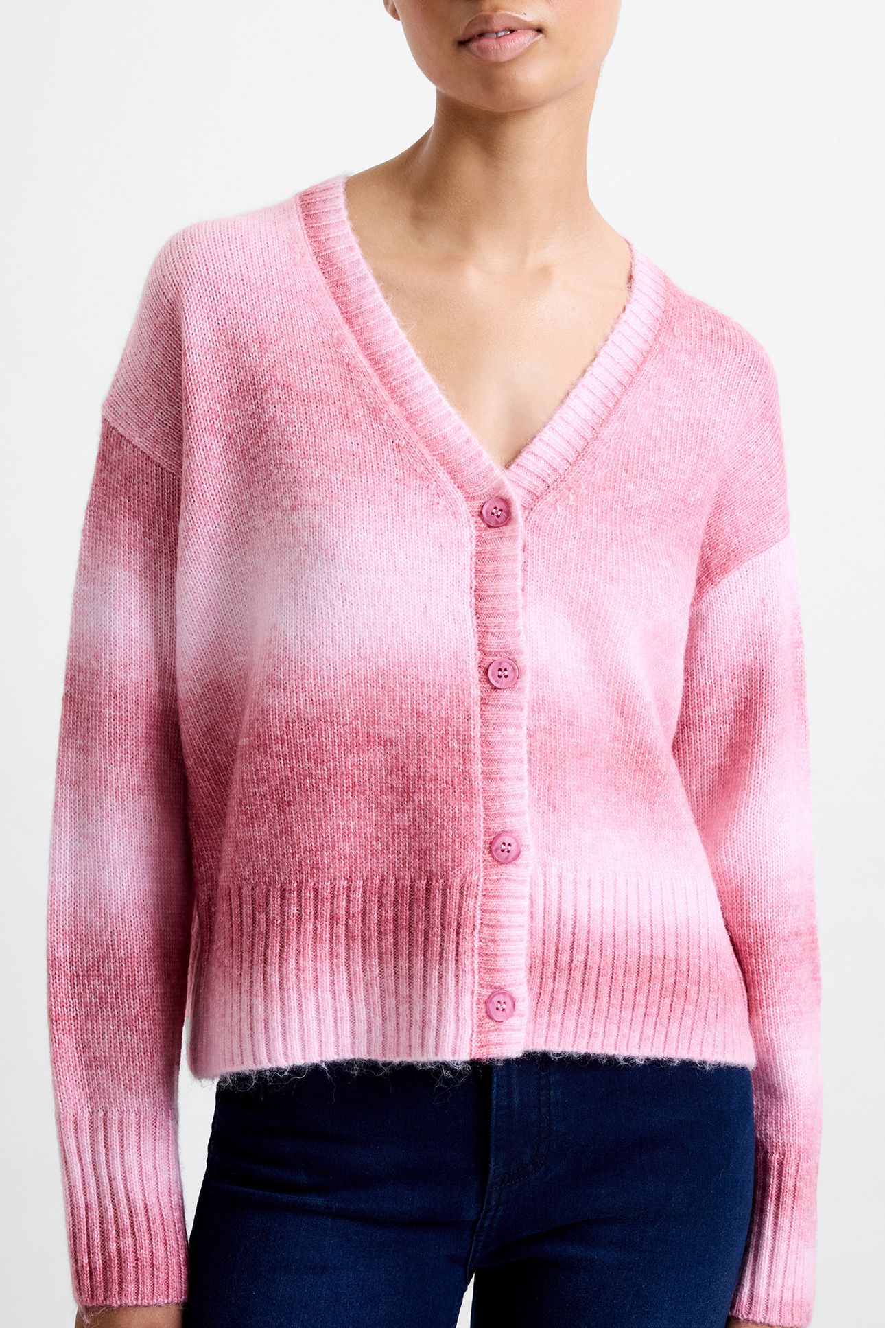 BABYSOFT L/S OMBRE CARDIGAN PINK MULTI 1
