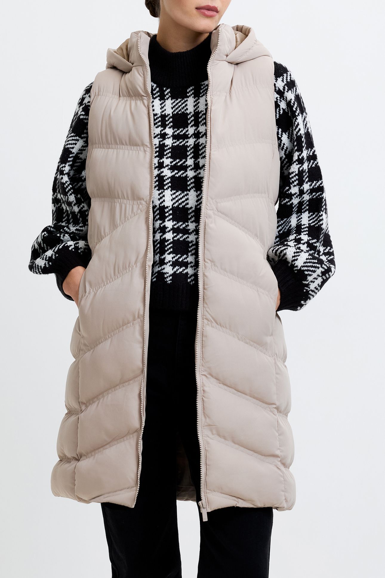 GILET ROW HOOD MID PUTTY 1