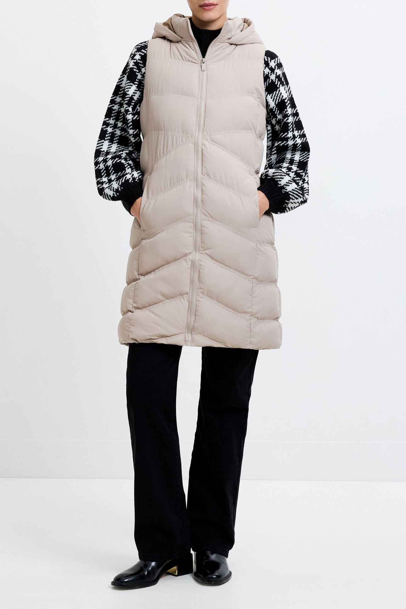 GILET ROW HOOD MID PUTTY 3