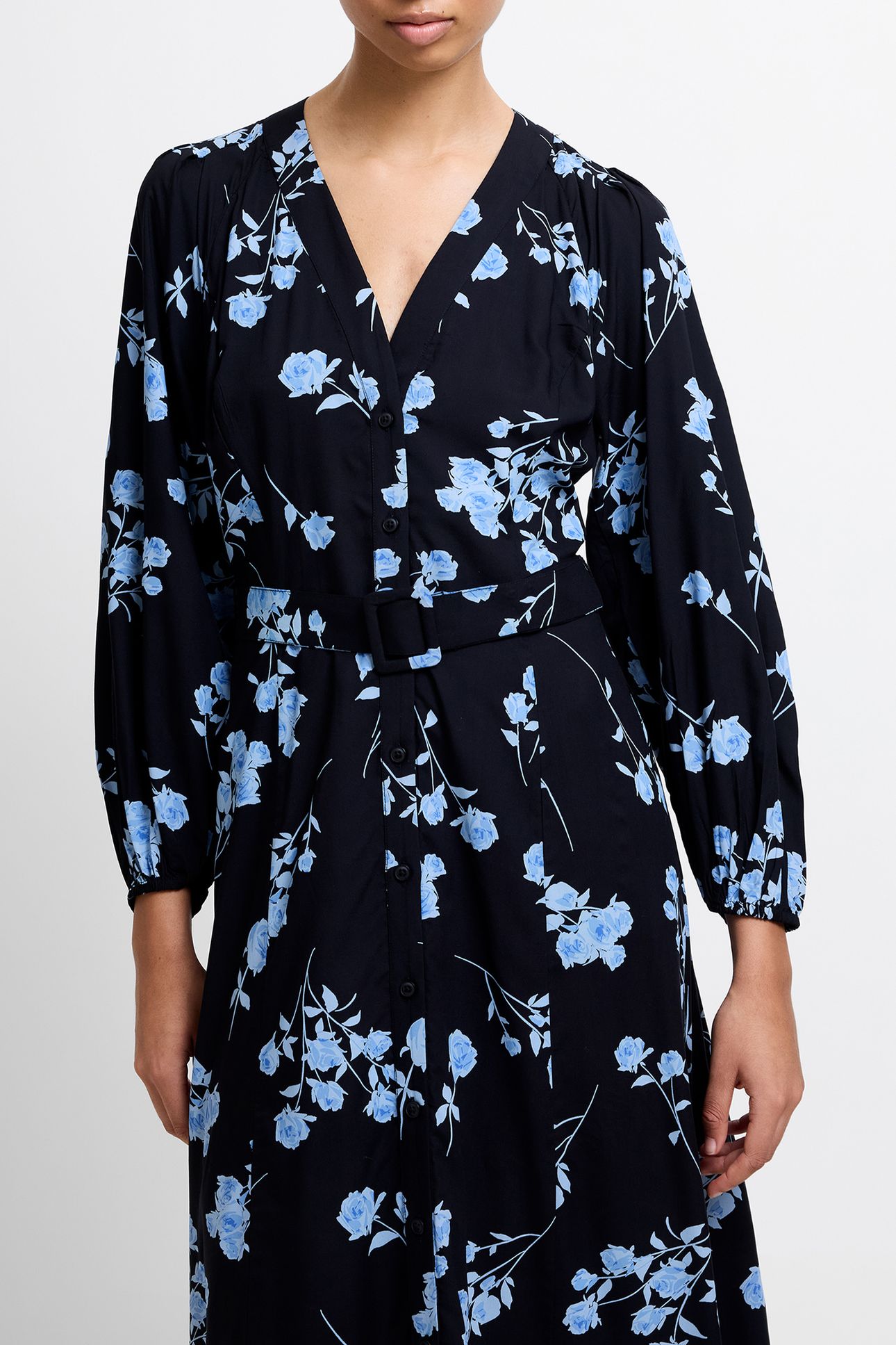 ALLESSANDRA BELT DRESS LS M BLACKOUT/BLUE 4