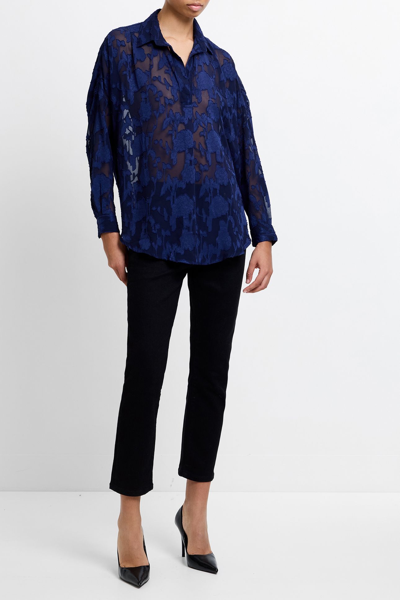 BURNOUT SATIN POPOVER MIDNIGHT 3