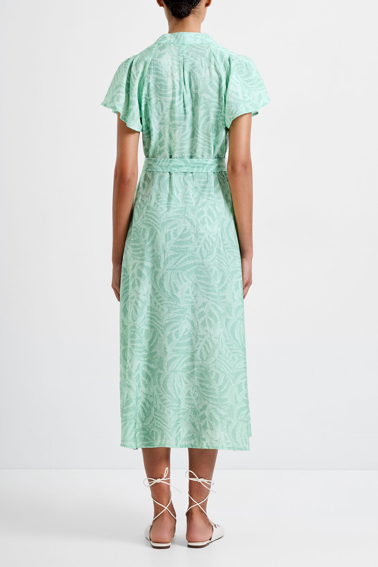 ABSTRACT GREEN PRINTED MIDI DRESS MINTED GREEN 2