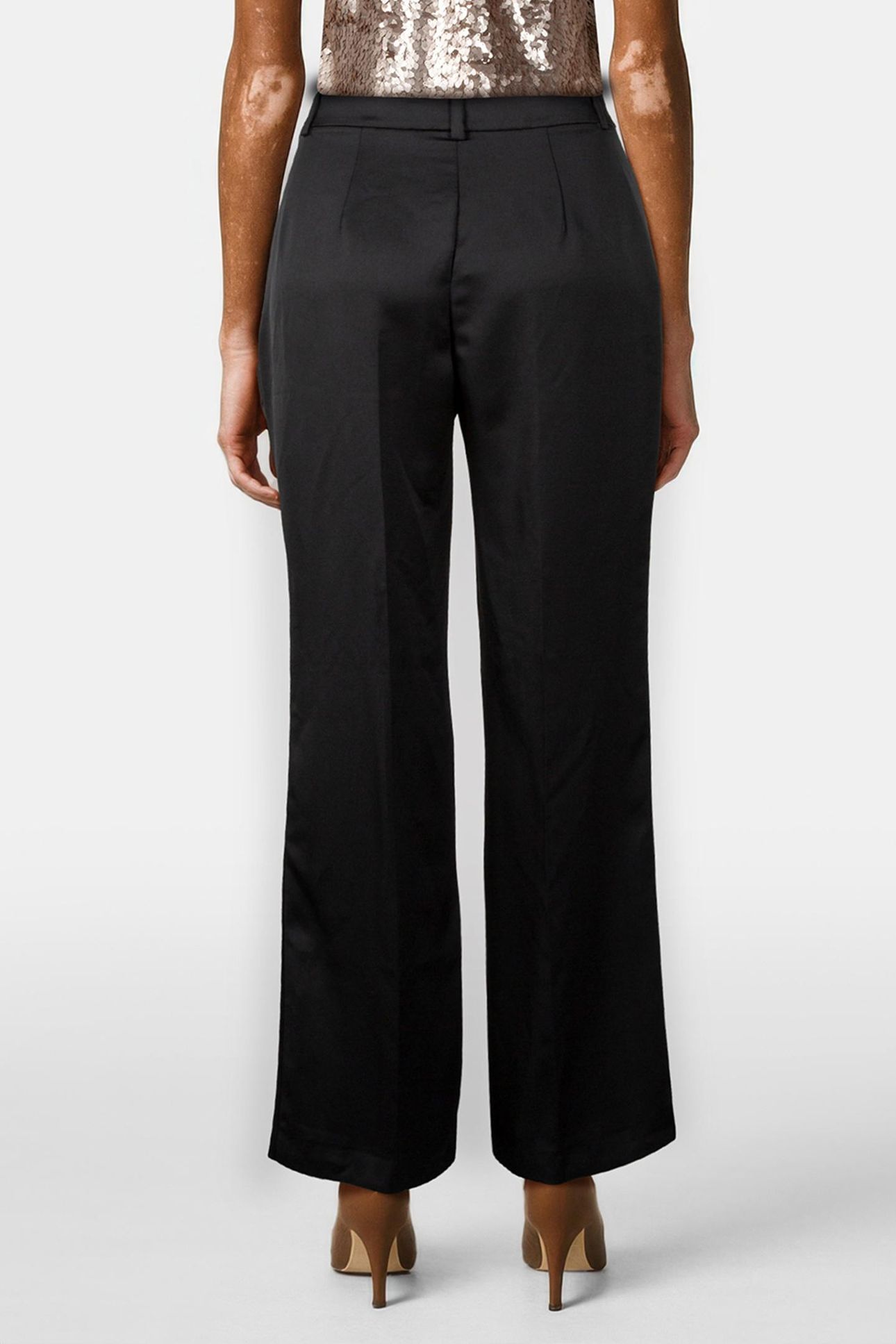 PHOCAS - BLACK SATIN TUXEDO-STYLE PANTS 3