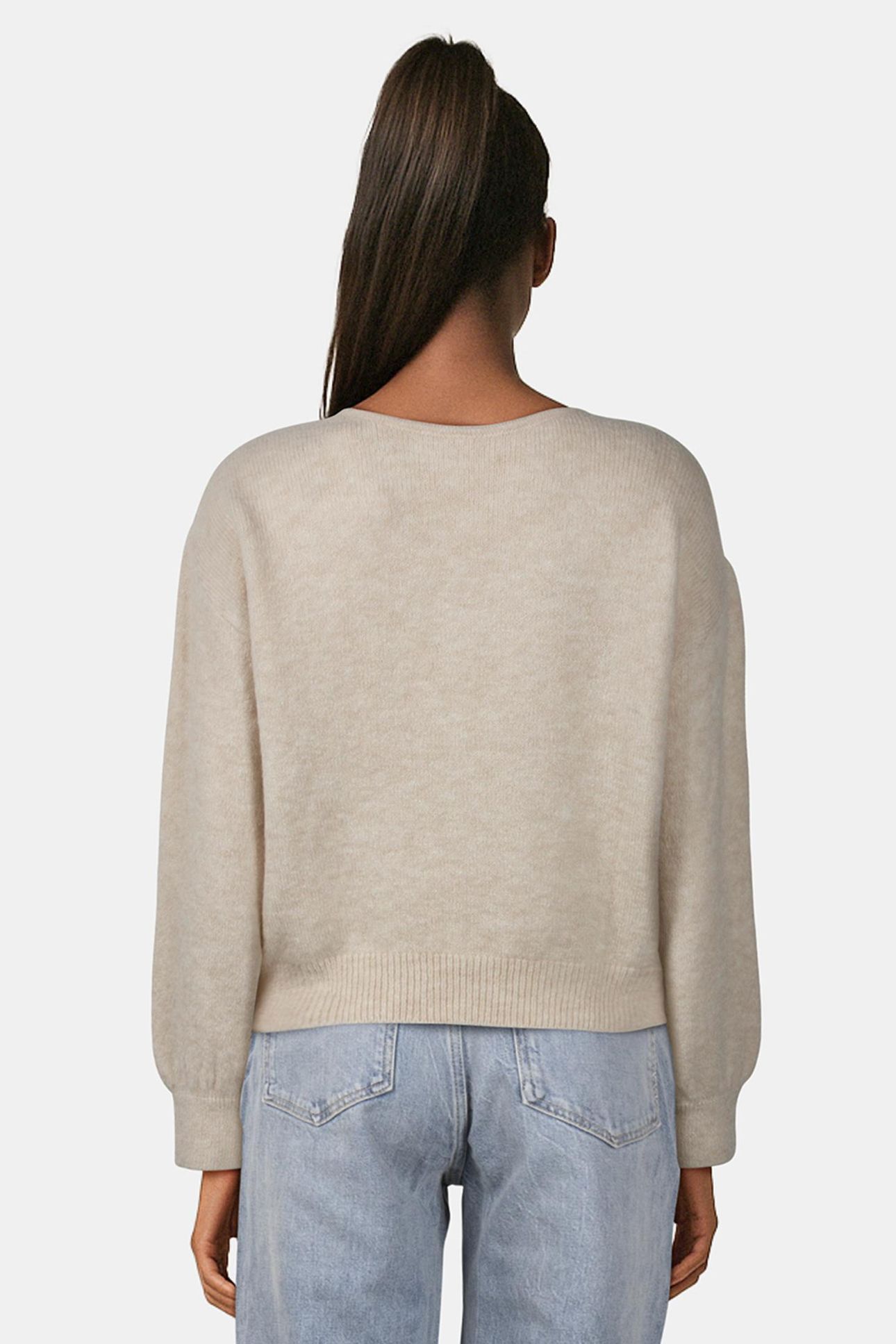 TZAR - IVORY KNIT SWEATER WITH LACE COLLAR, REVERSIBLE FRONT 3