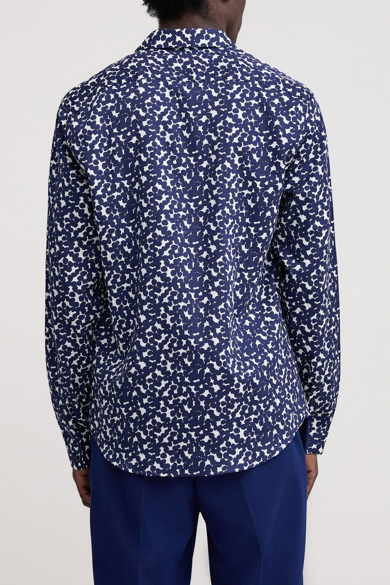 SLIM NAVY POLKA DOT PRINT SHIRT NAVY 2