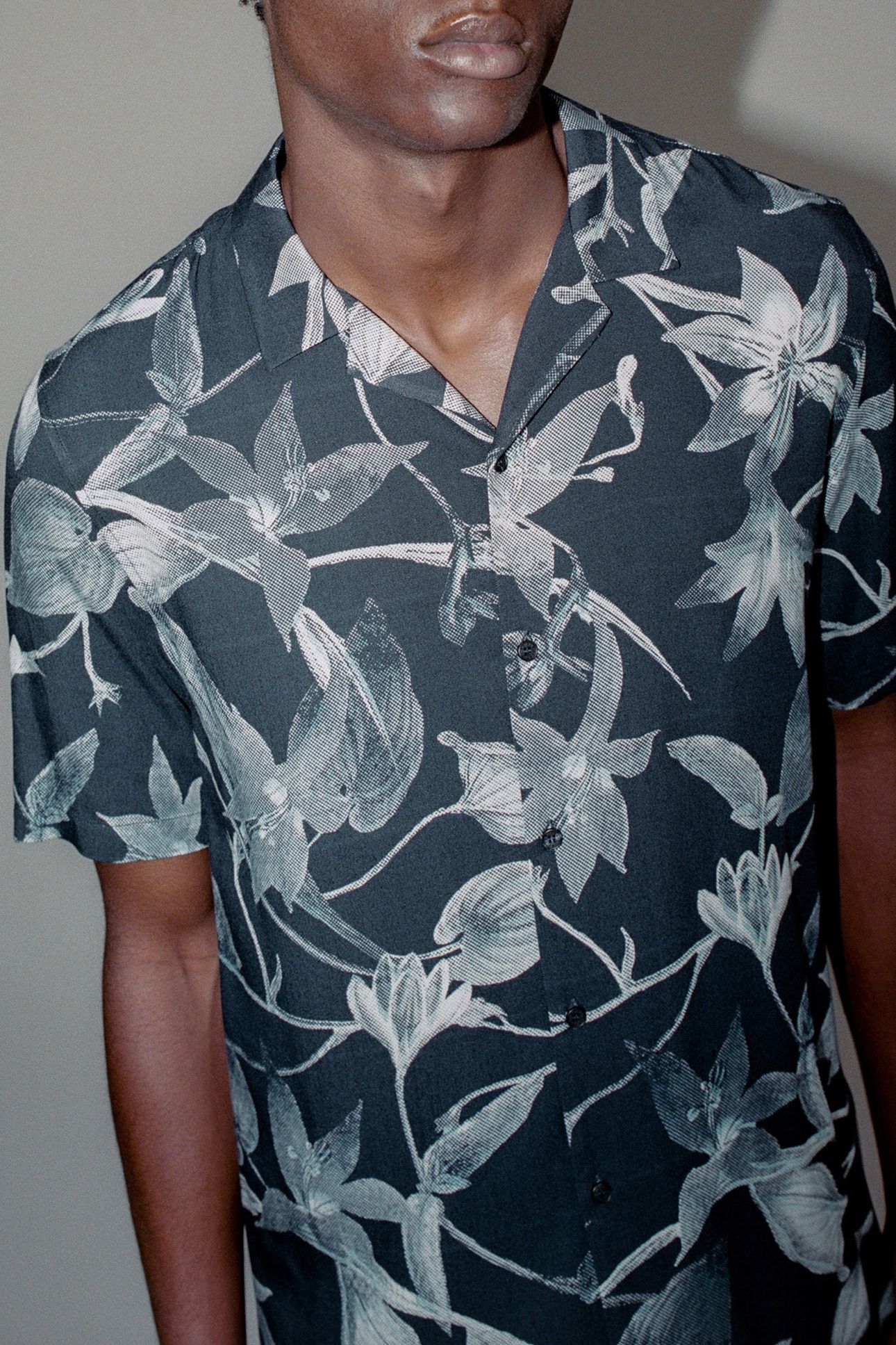 REGULAR INDIGO MAXI LEAF PRINT SHIRT INDIGO 8