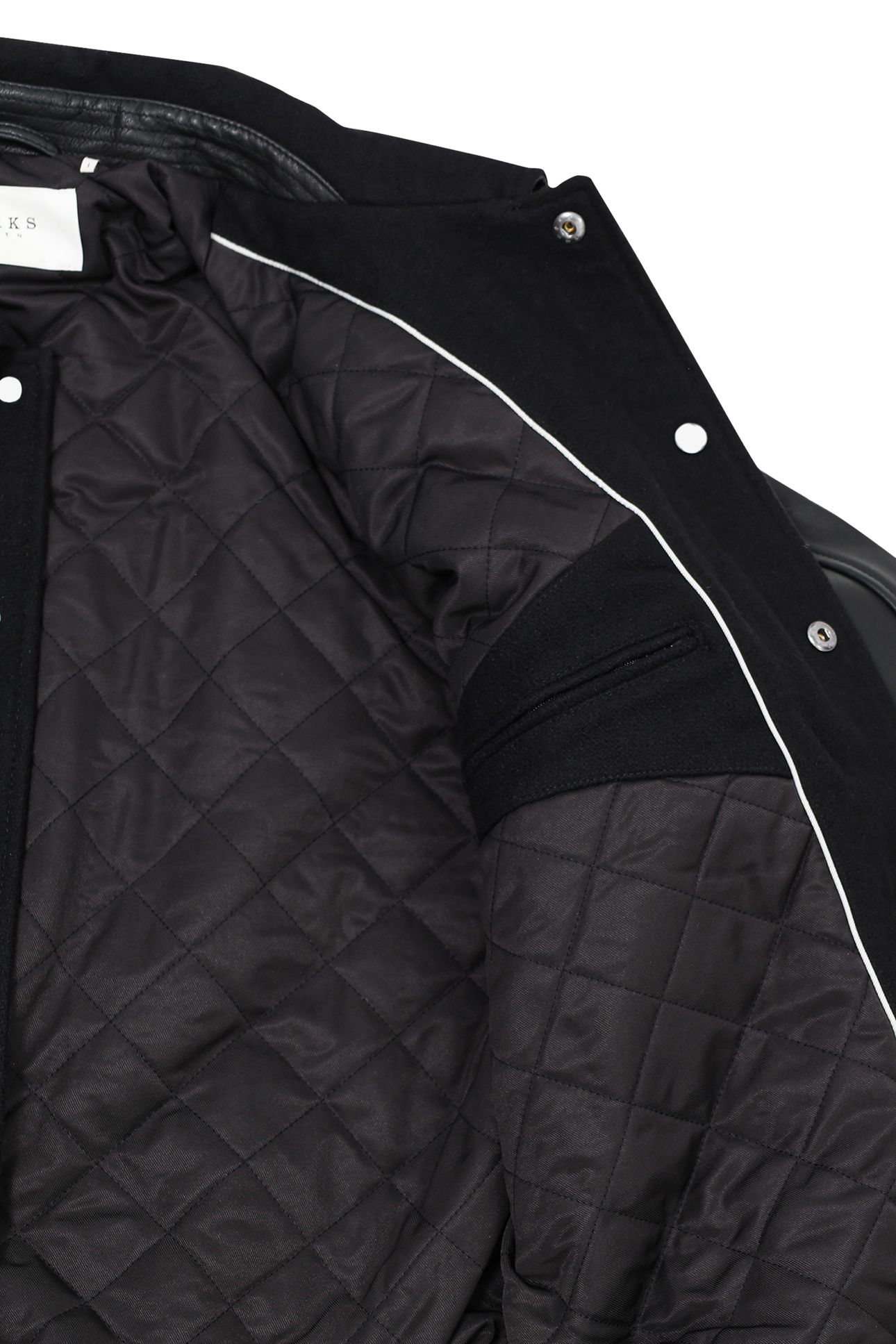 BLACK MIXED CHROME-FREE LEATHER VARSITY JACKET BLACK 7