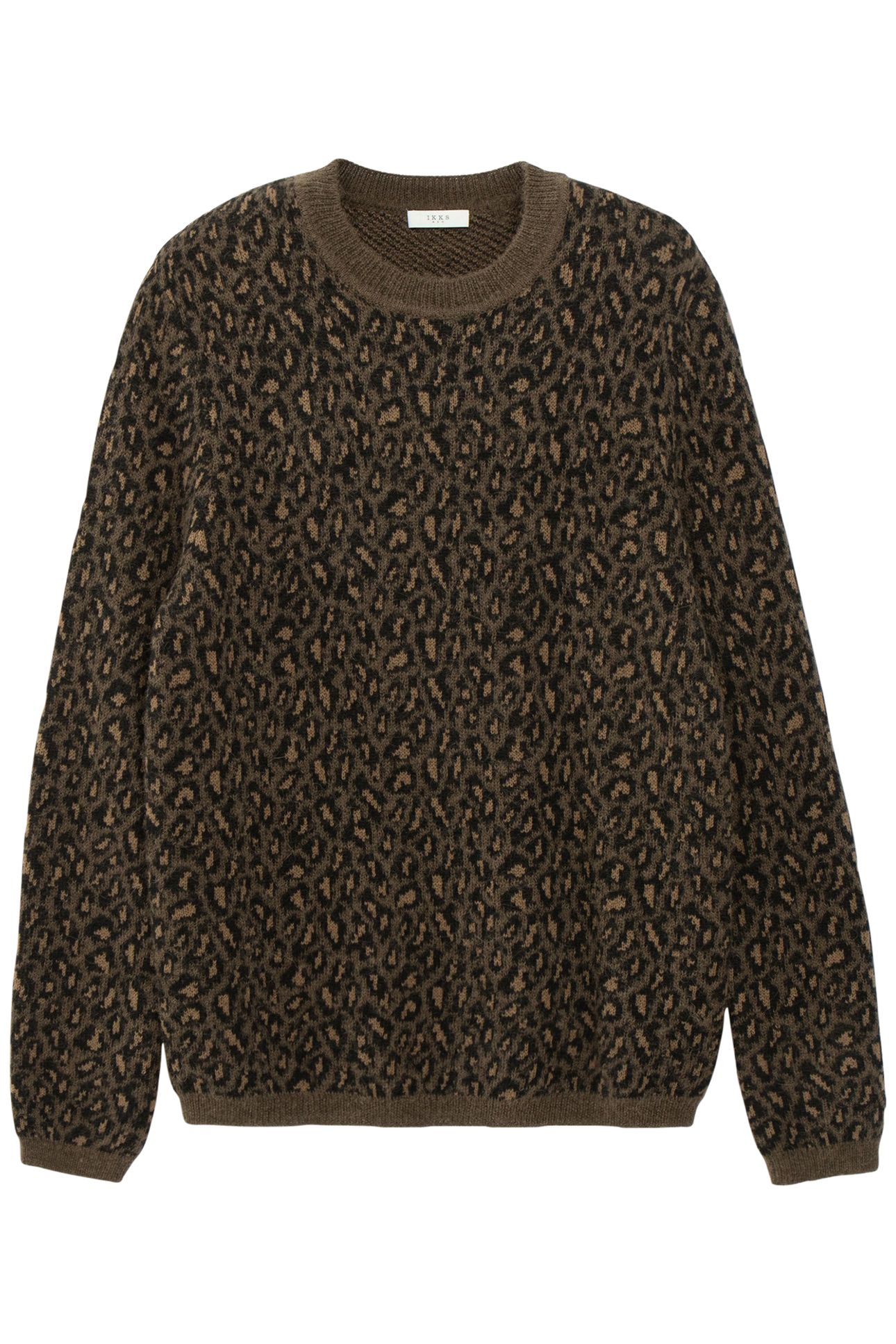 BEIGE KNIT LEOPARD JACQUARD SWEATER BEIGE 4