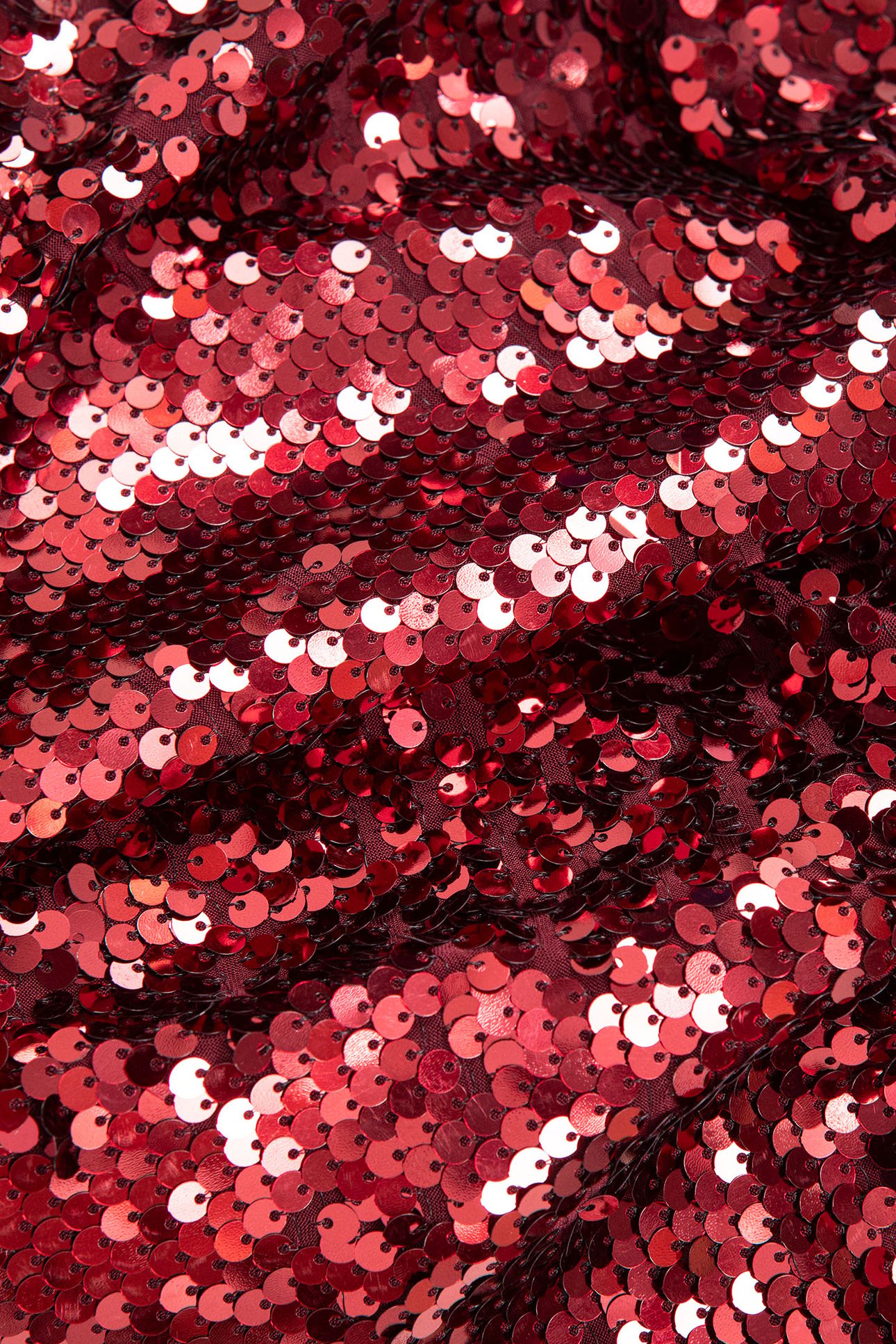 SEQUIN-EMBROIDERED DRAPED-EFFECT VERMILION DRESS FOR WOMEN V 8