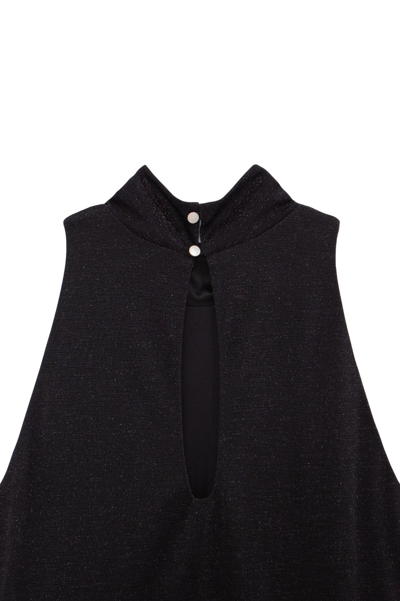 BLACK LUREX MESH DRESS WITH AMERICAN NECKLINE BLACK 6