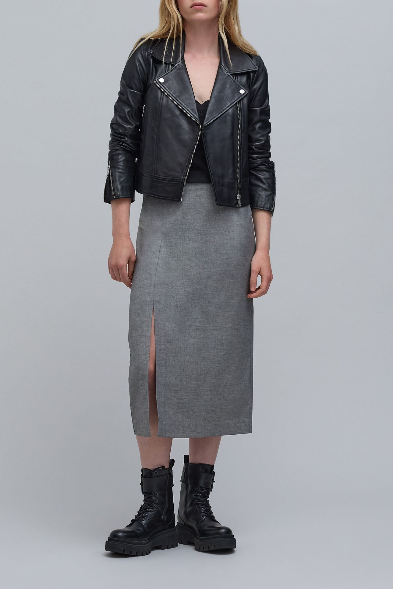 FAUX-UNI GRAY PENCIL SKIRT GREY 5