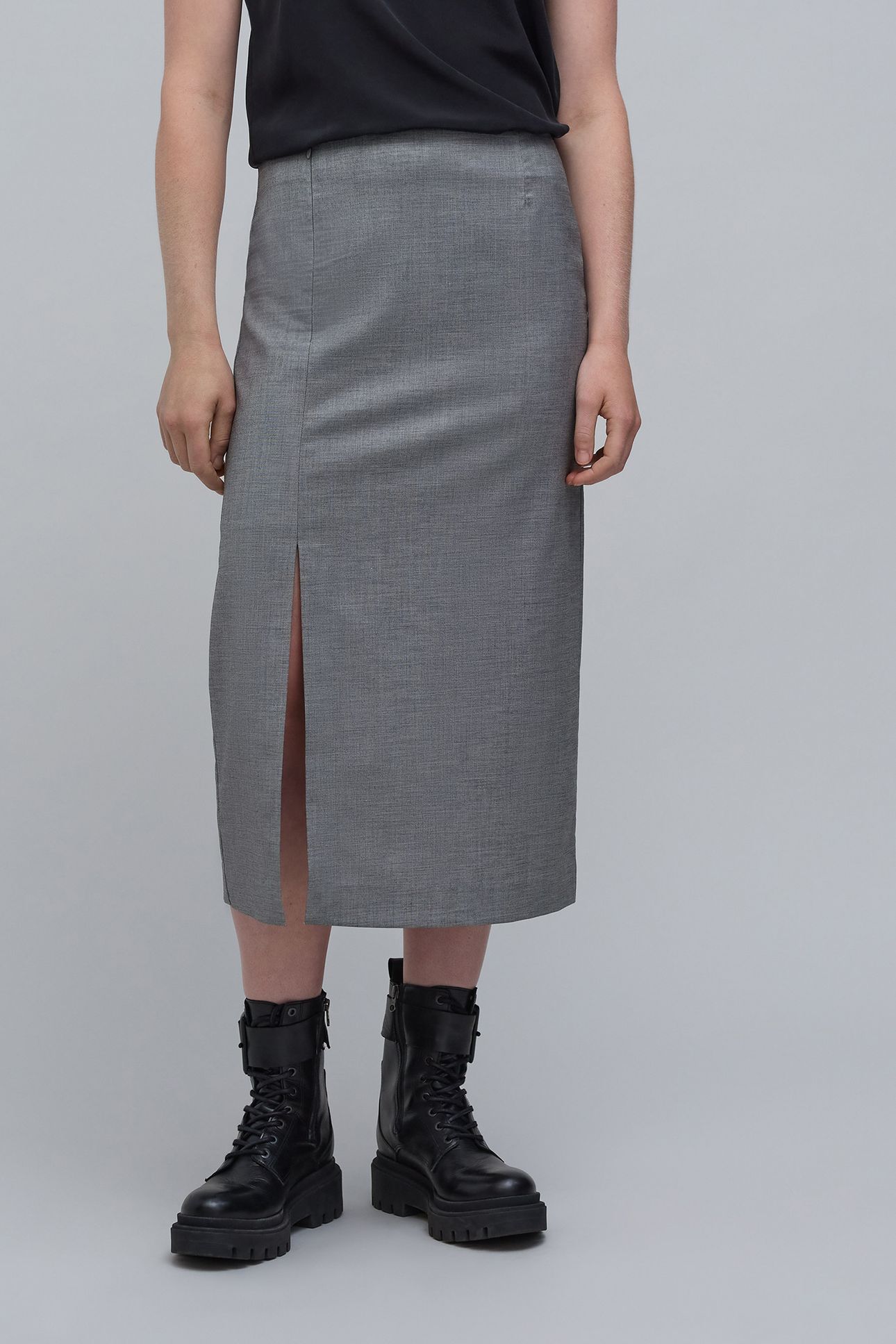 FAUX-UNI GRAY PENCIL SKIRT GREY 1