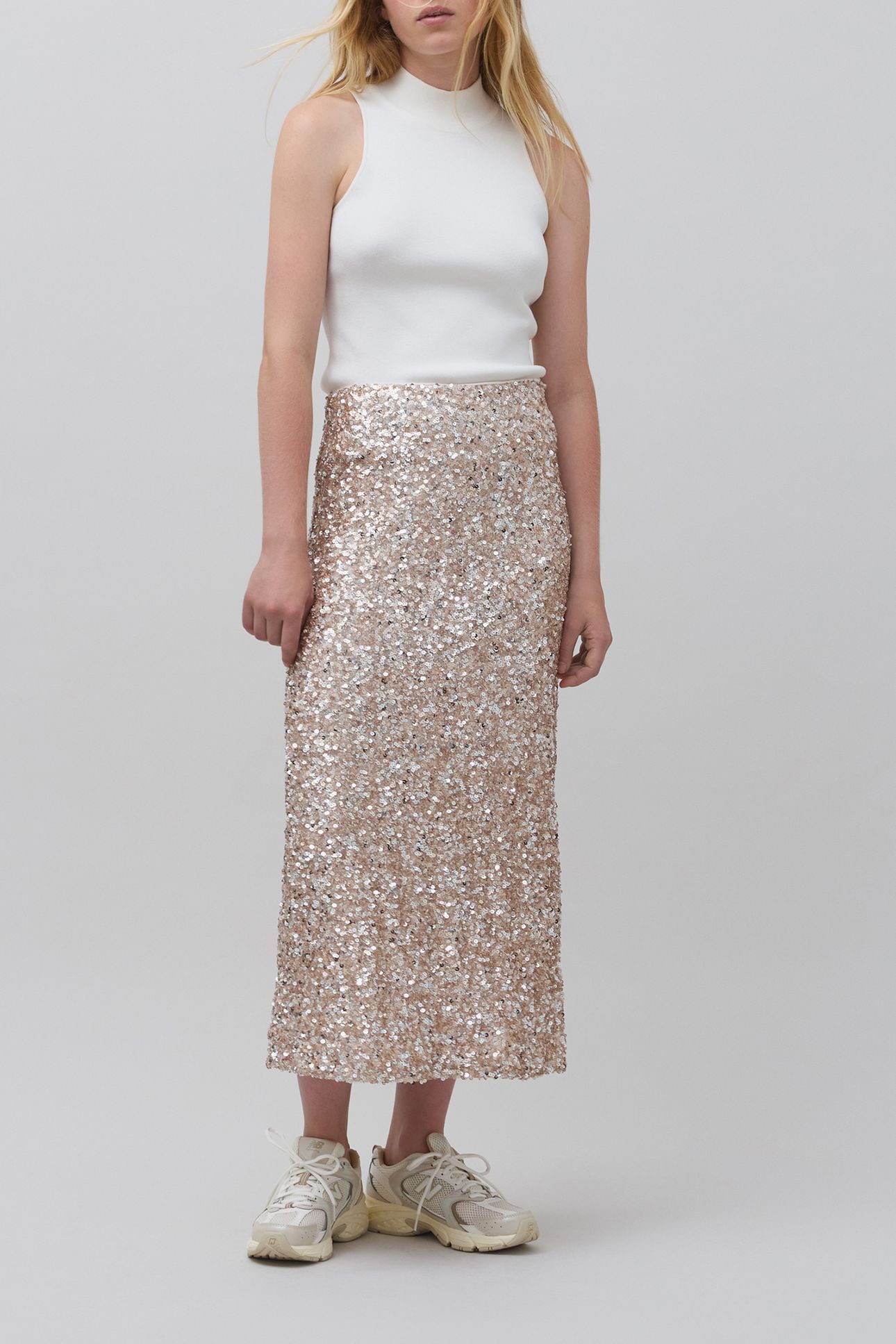 SEQUIN-EMBROIDERED CHAMPAGNE SKIRT CHAMPAGNE 6