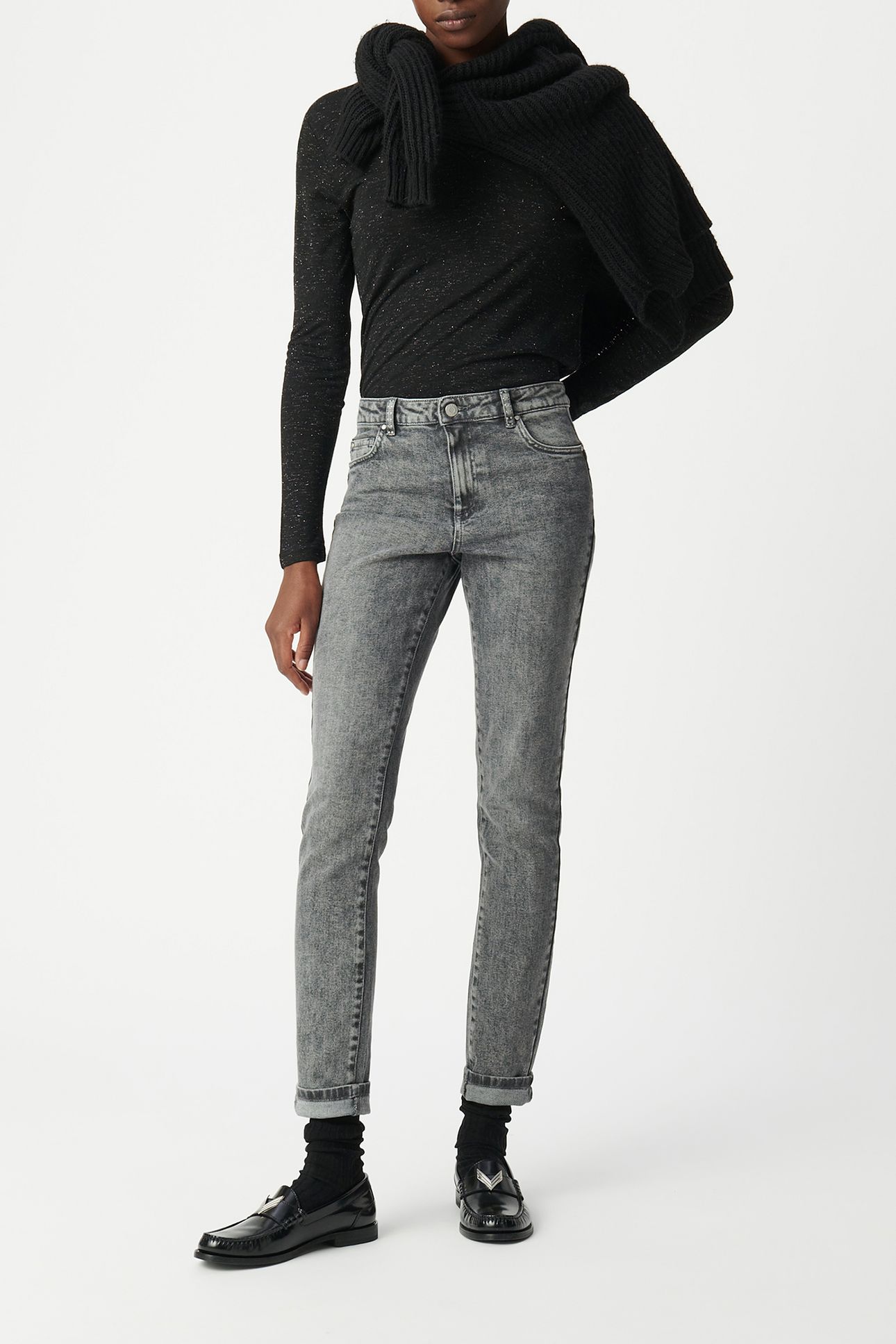 GREY SLIM-FIT PANTS WITH STUD DETAILING GREY 2