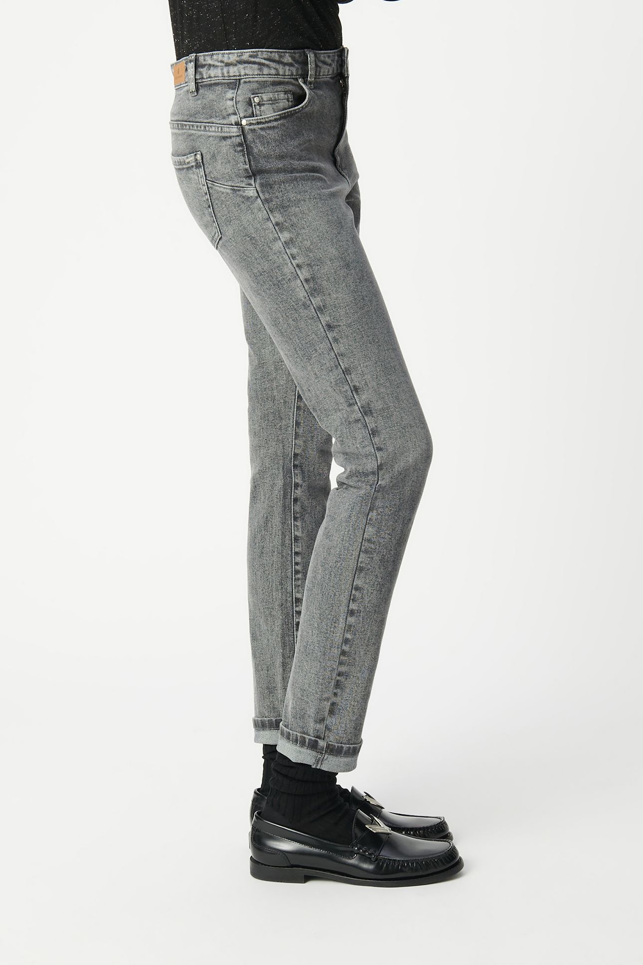 GREY SLIM-FIT PANTS WITH STUD DETAILING GREY 4