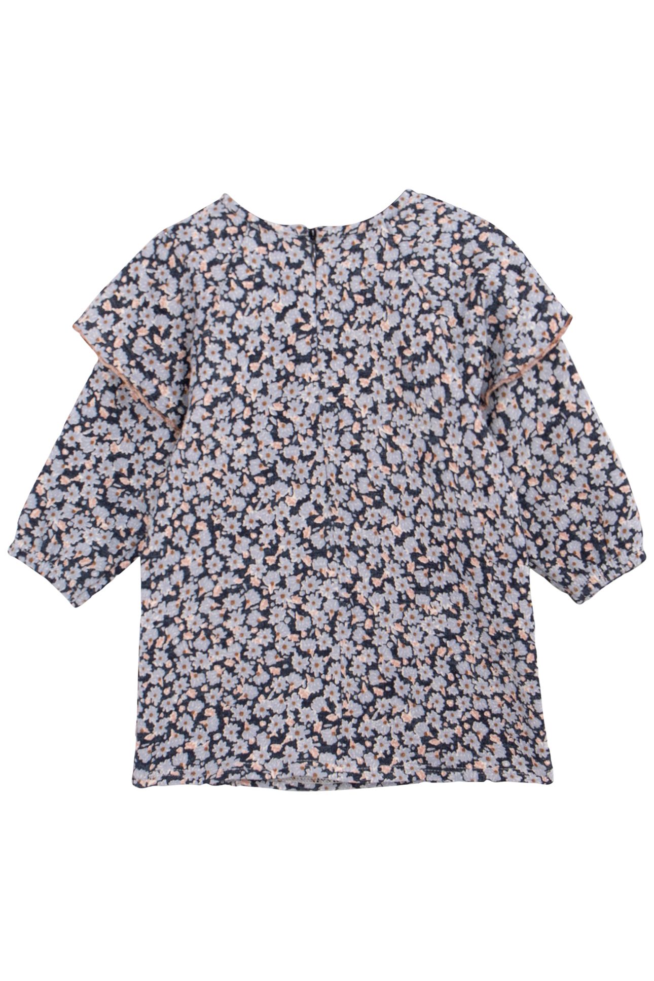 BABY GIRL'S BLUE ORGANIC COTTON DRESS WITH LAVENDER PRINT 2