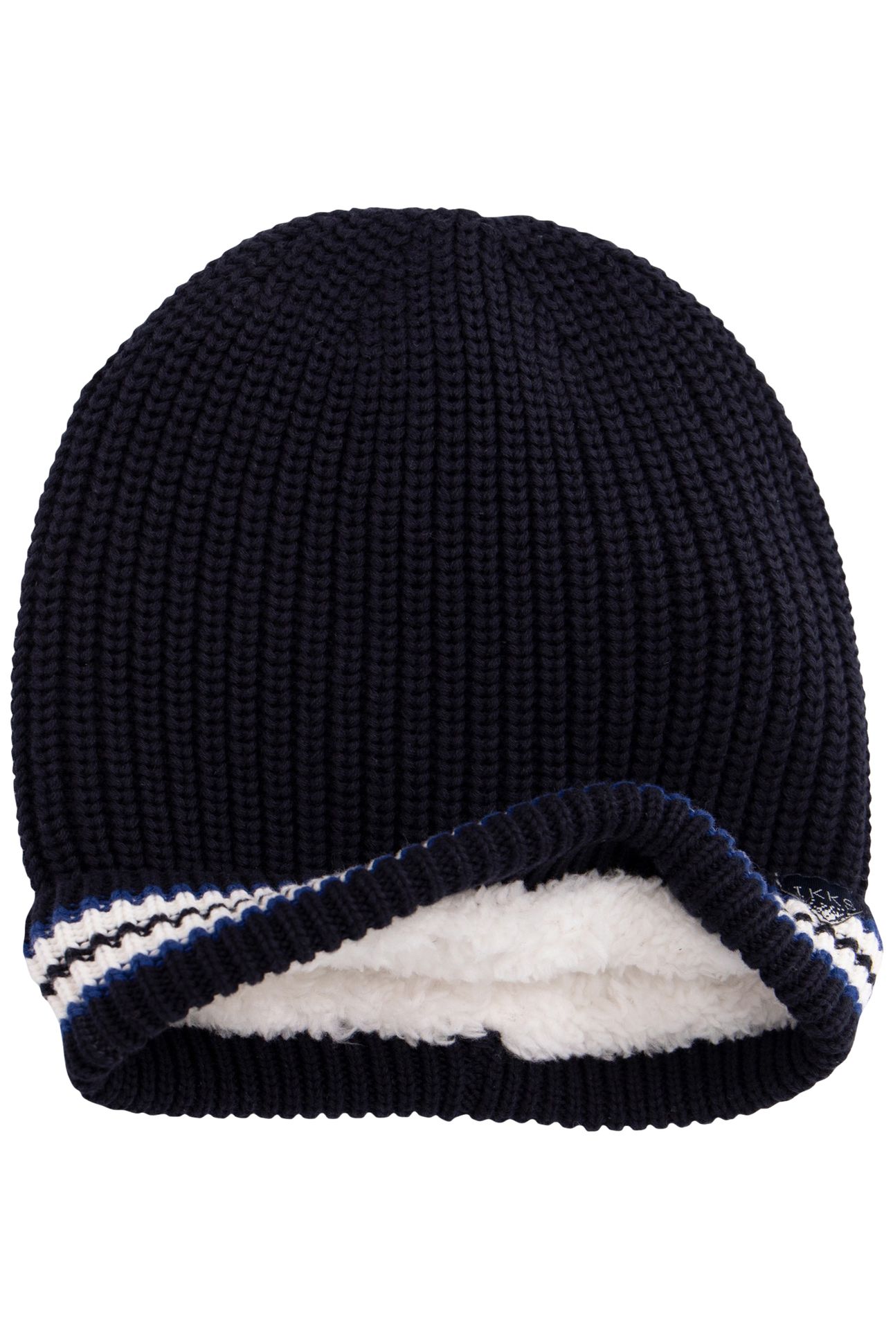 BABY BOY NAVY KNITTED HAT WITH STRIPES FILLING 3