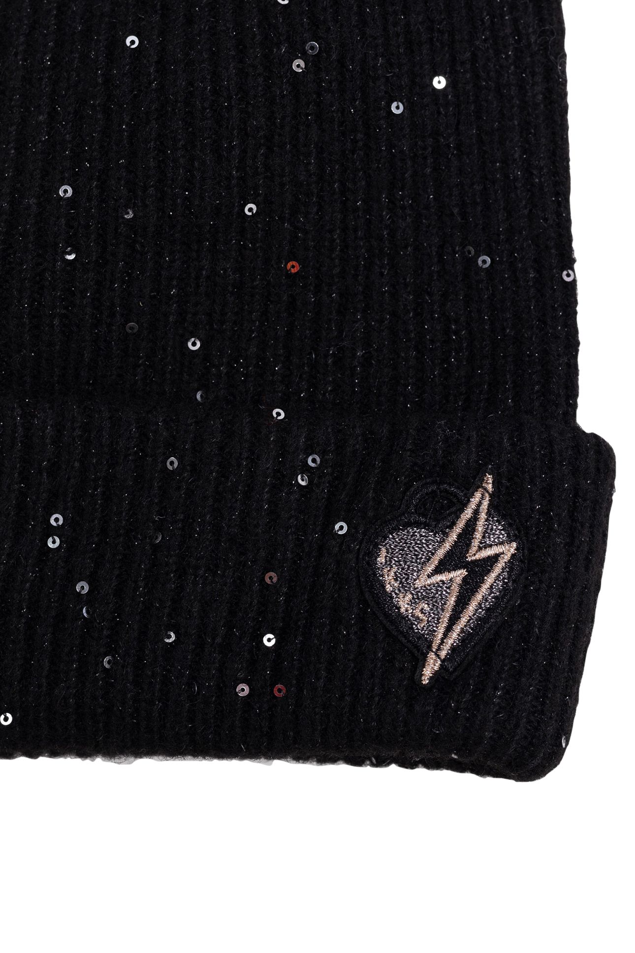 GIRL'S BLACK SEQUINED KNIT HAT 5