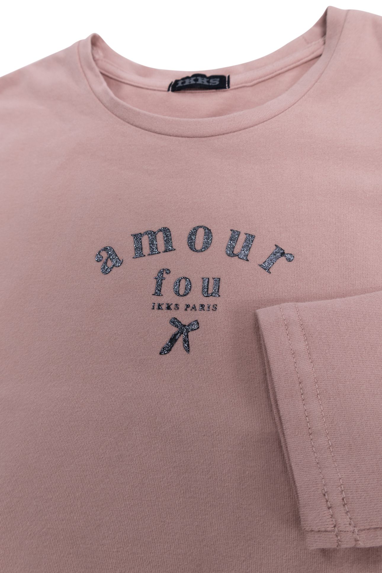 GIRL'S PINK BI-MATERIAL TULLE-PLUMETIS BACK T-SHIRT 5