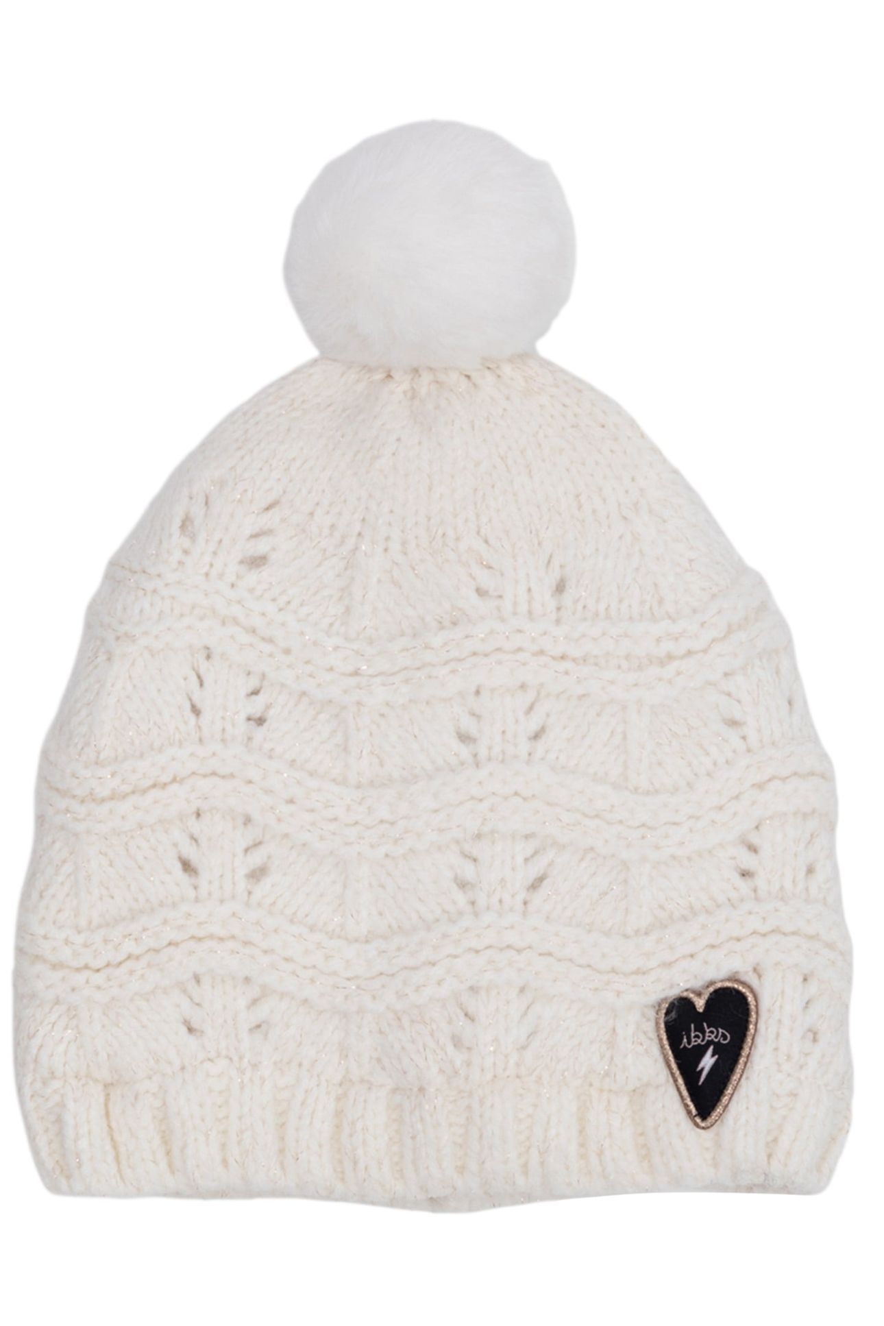 GIRL'S KNITTED ECRU FANCY FUR HAT 1