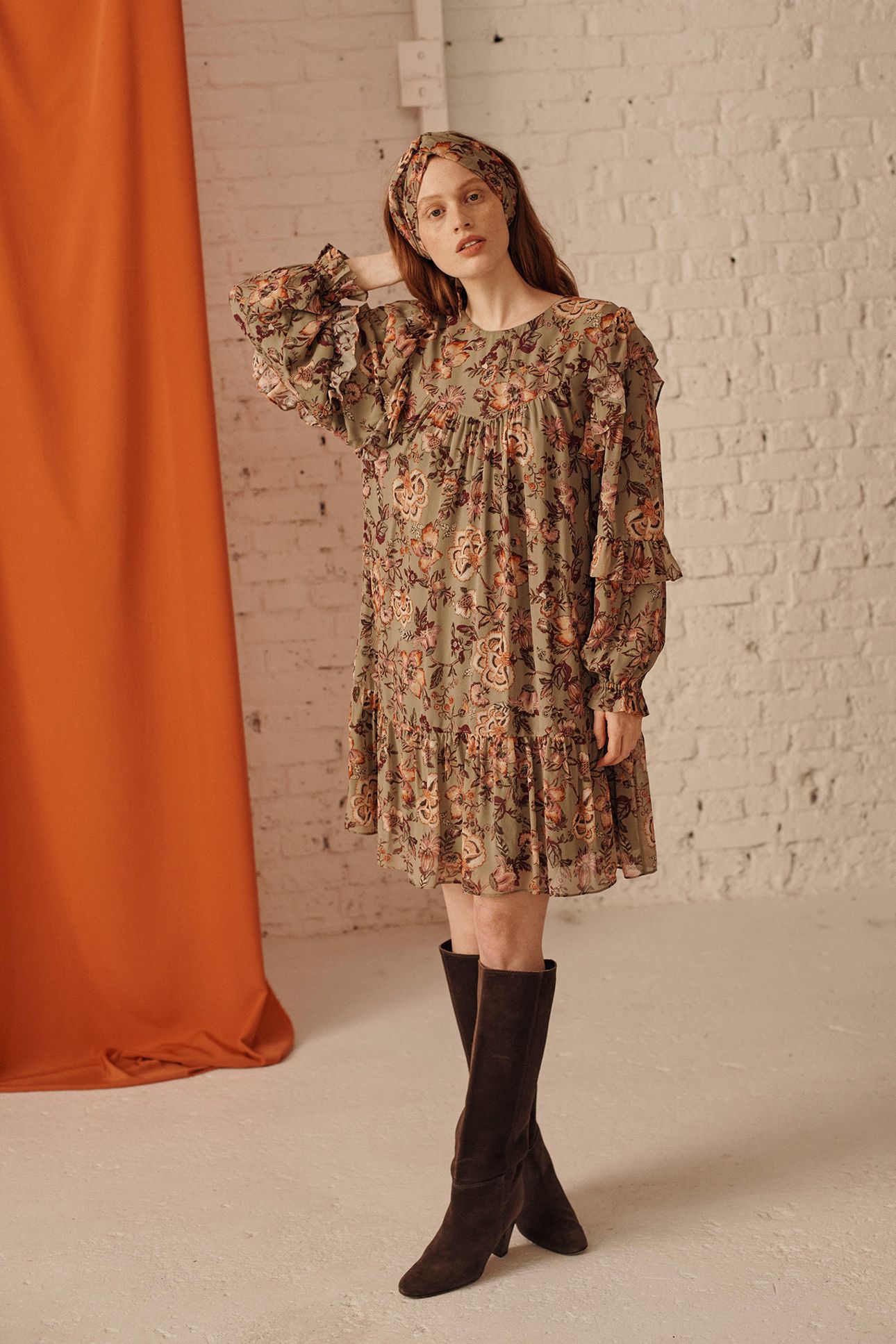 DRESS OTTELA KHAKI TROPICAL LOON 2