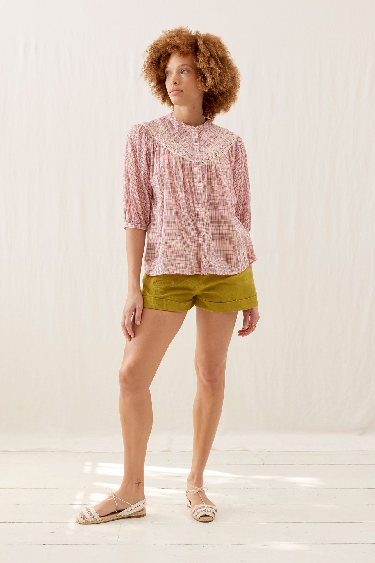 SHIRT LIVIE FUCHSIA TARTAN JOY 1