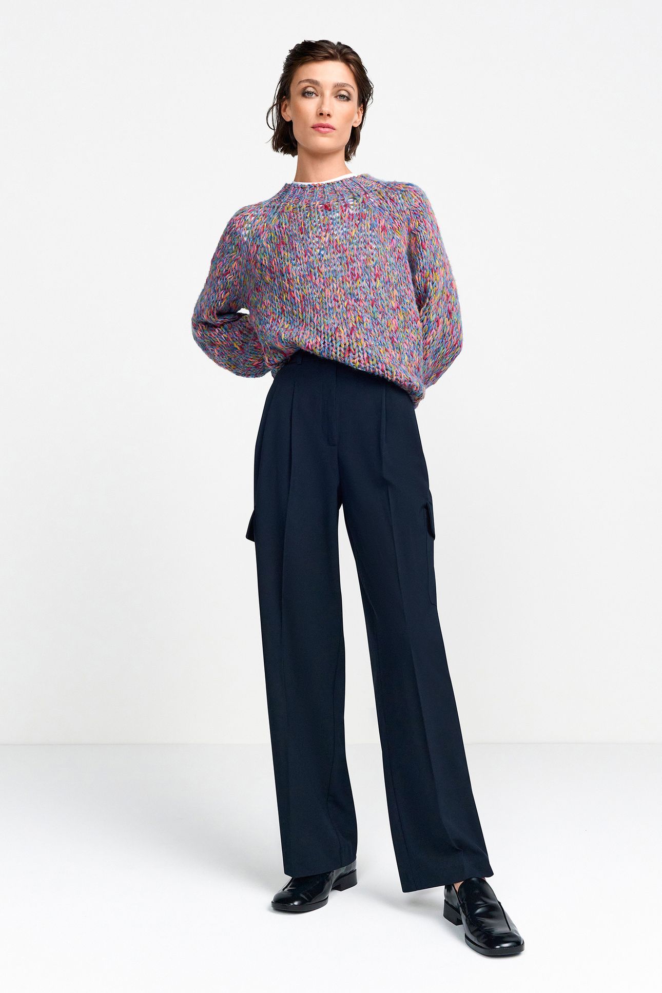 CARGO PANTS WITH PLEAT MIDNIGHT BLUE 1
