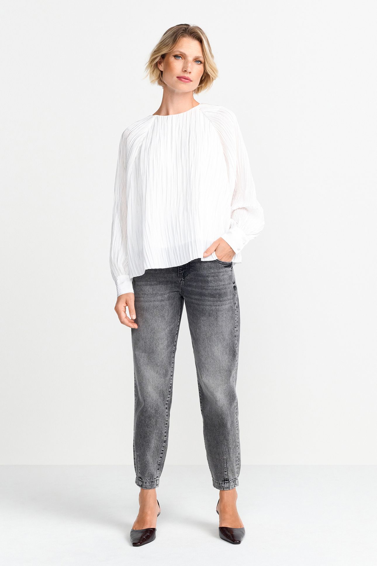 PLISSEE BLOUSE PEARL WHITE 2