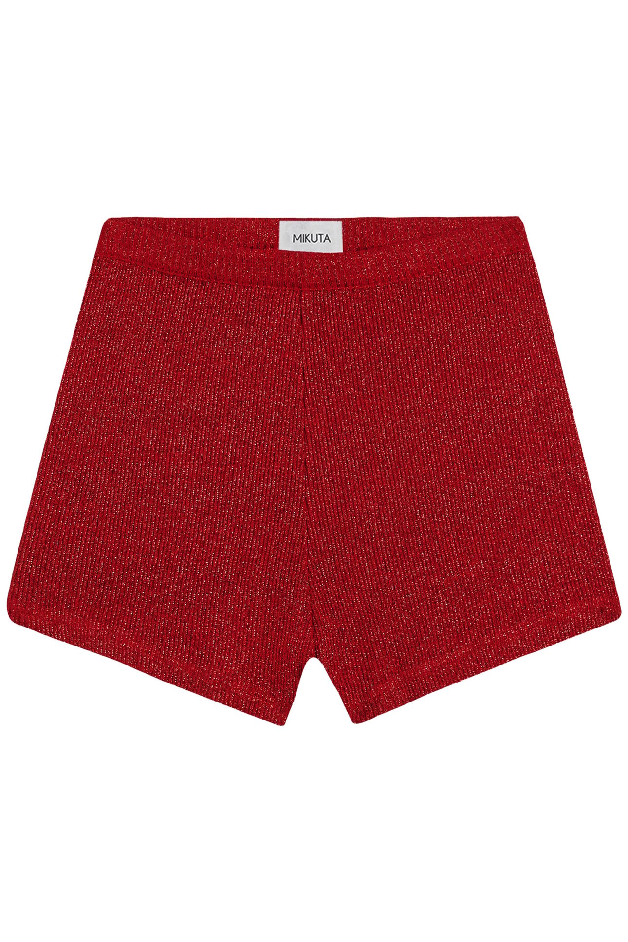 THE RED GLITTER RIBBED SHORTS 1