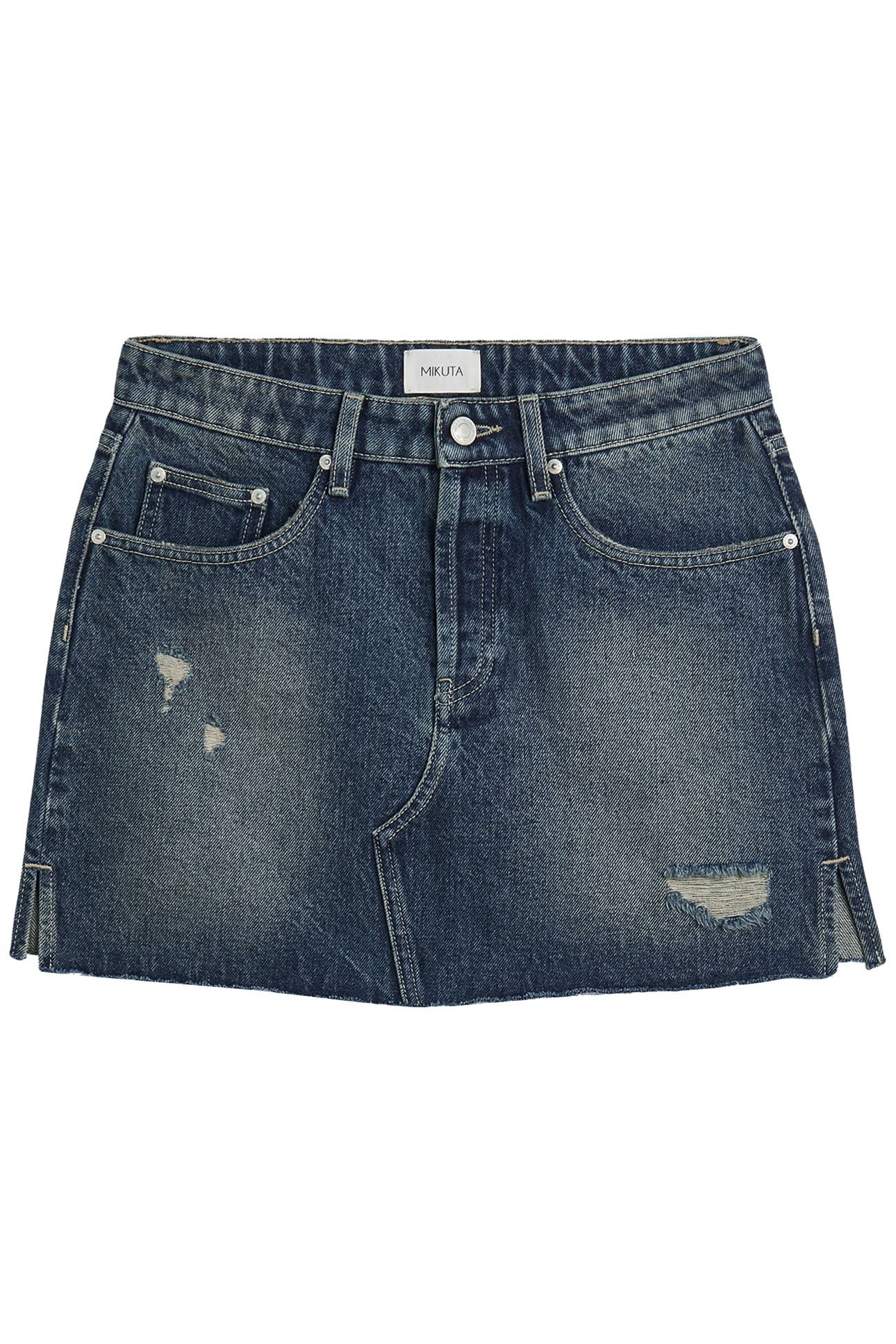 THE DARK BLUE SLIT DENIM SKIRT 2
