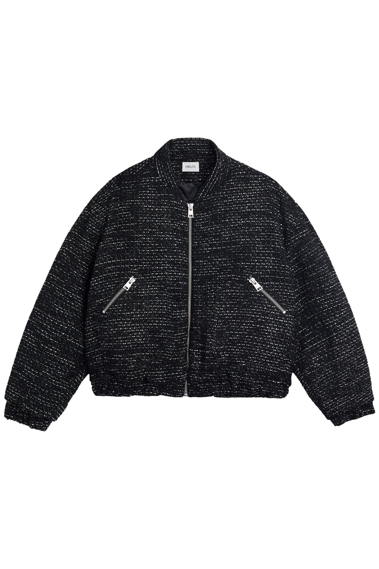 THE BLACK SPARKLY TWEED BOMBER JACKET 3