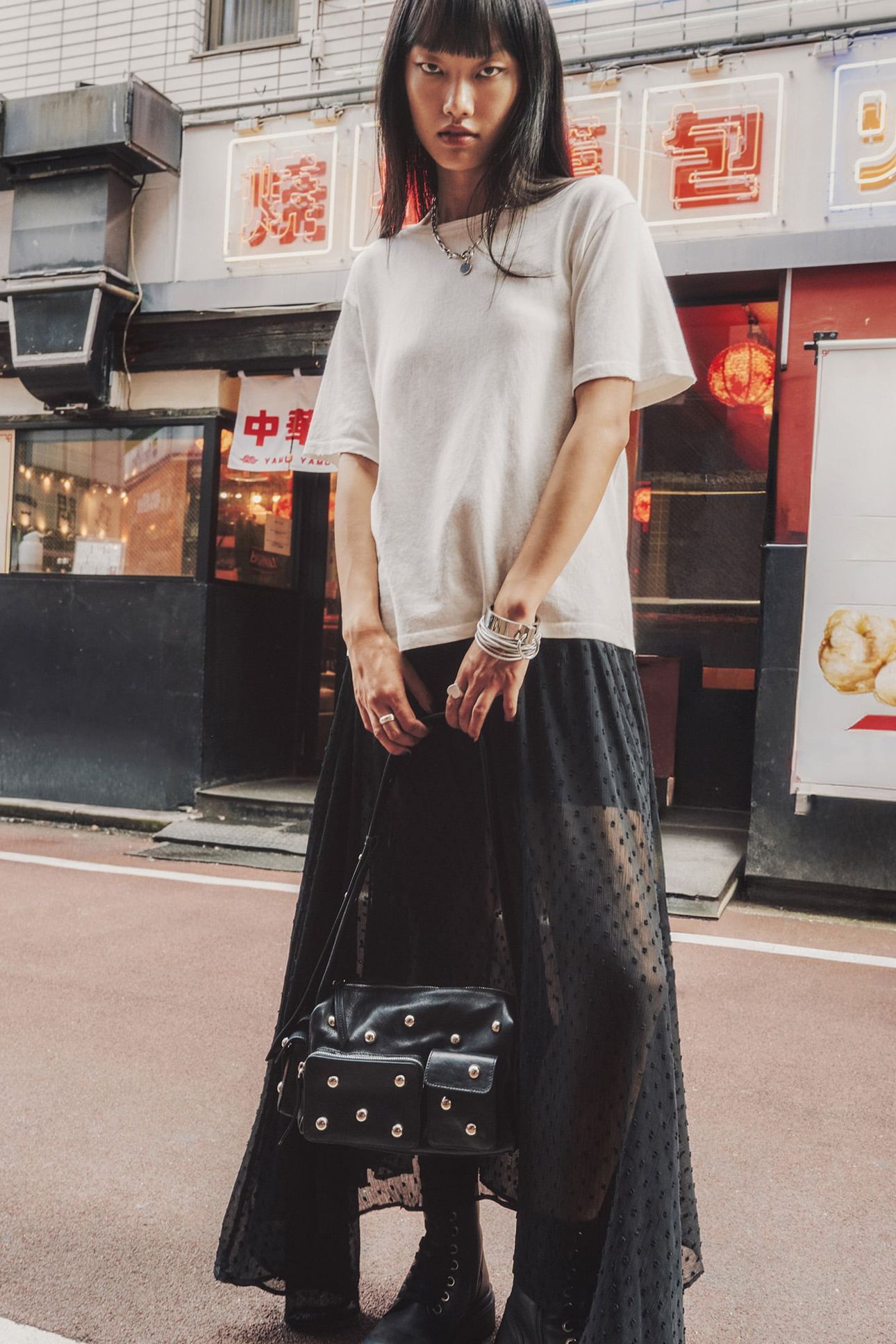 THE BLACK LONG RUFFLE SKIRT 3