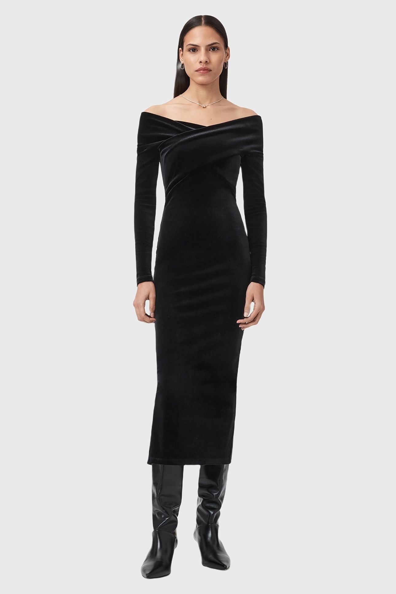 DELTA VELVET DRESS BLACK 1
