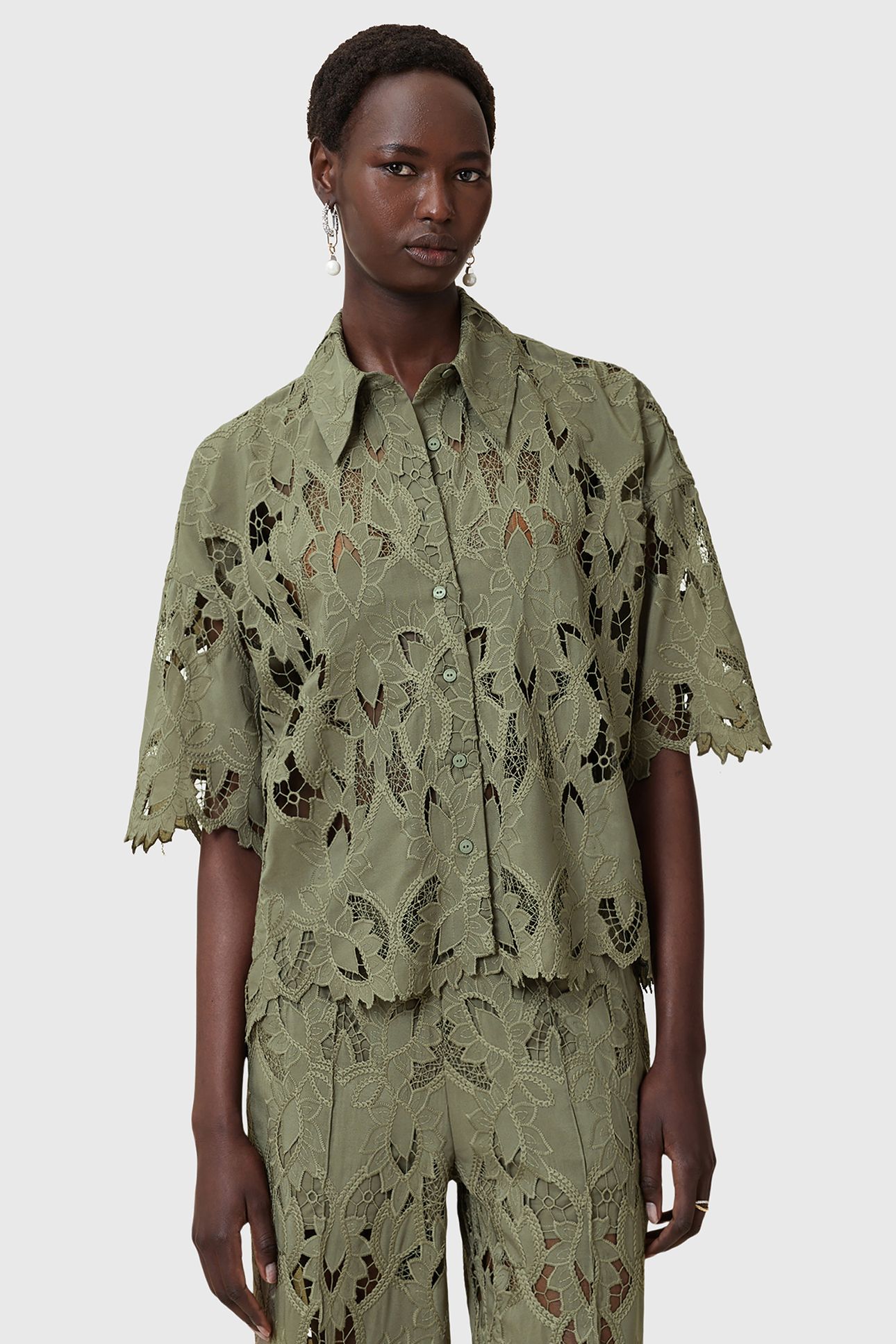 CHARLI EMB SHIRT MERMAID GREEN 1