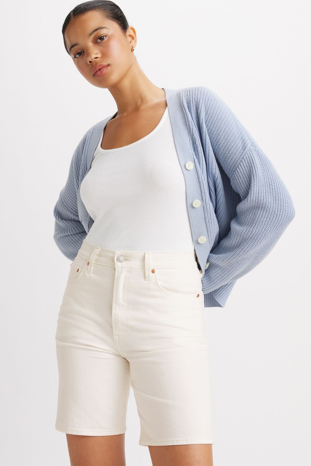 RIBCAGE BERMUDA SHORTS WHITE 1