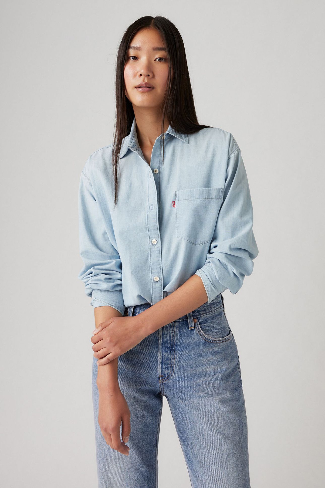 HARLIE BOYFRIEND SHIRT LIGHT INDIGO 4